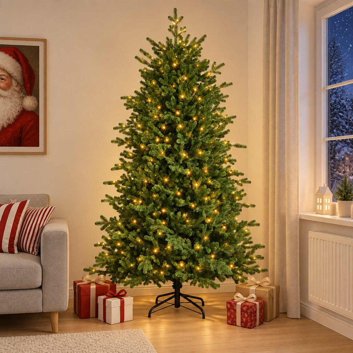 Műanyag Hajtogatós Karácsonyfa 120 cm 150 LED Meleg fehér