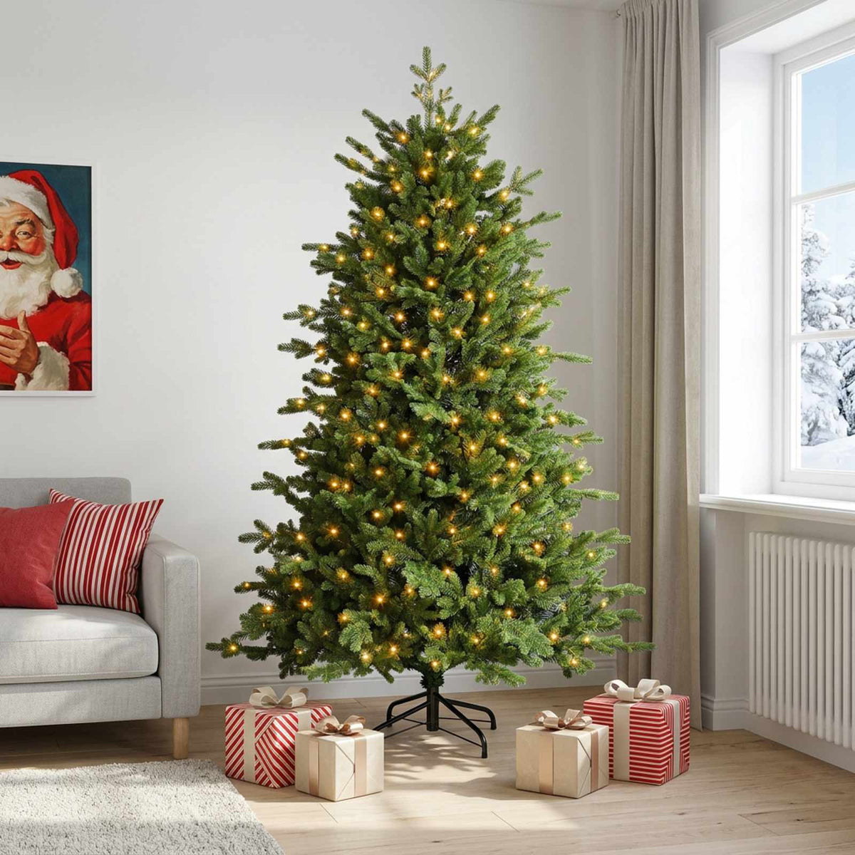 Műanyag Hajtogatós Karácsonyfa 120 cm 150 LED Meleg fehér