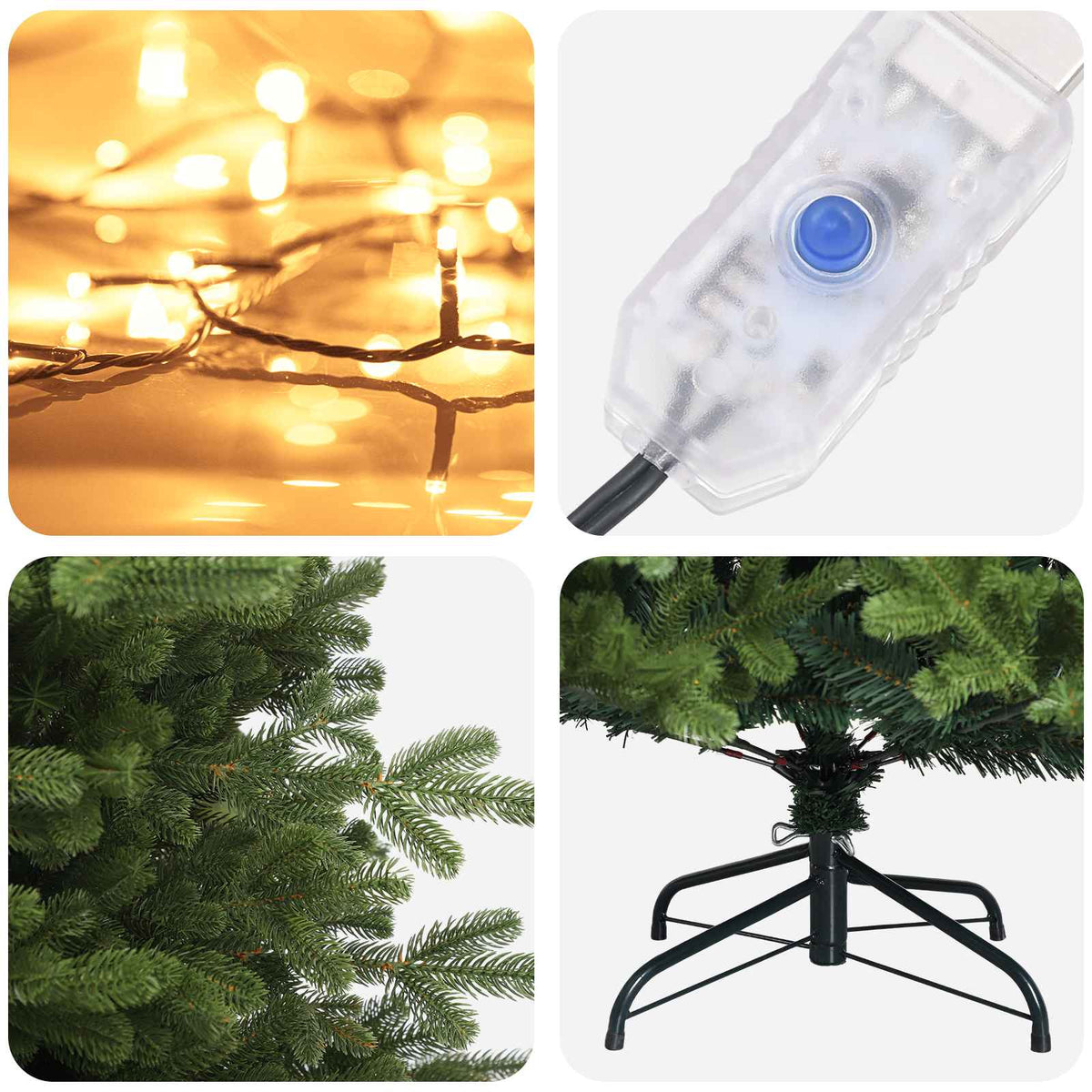 Műanyag Hajtogatós Karácsonyfa 120 cm 150 LED Meleg fehér