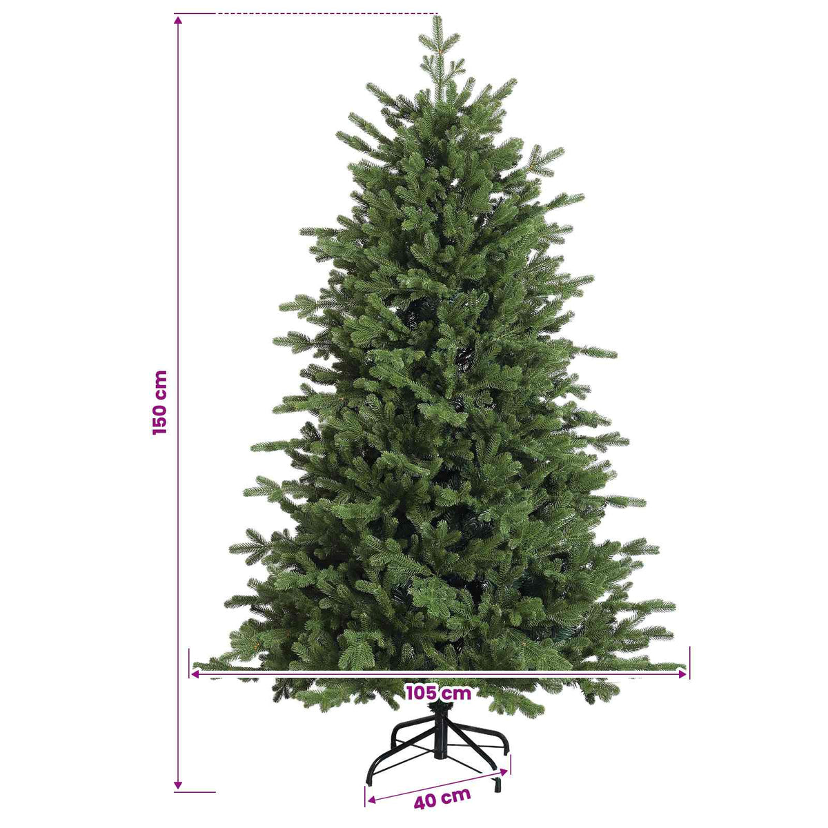 Műanyag Hajtogatós Karácsonyfa 150 cm 150 LED Meleg fehér
