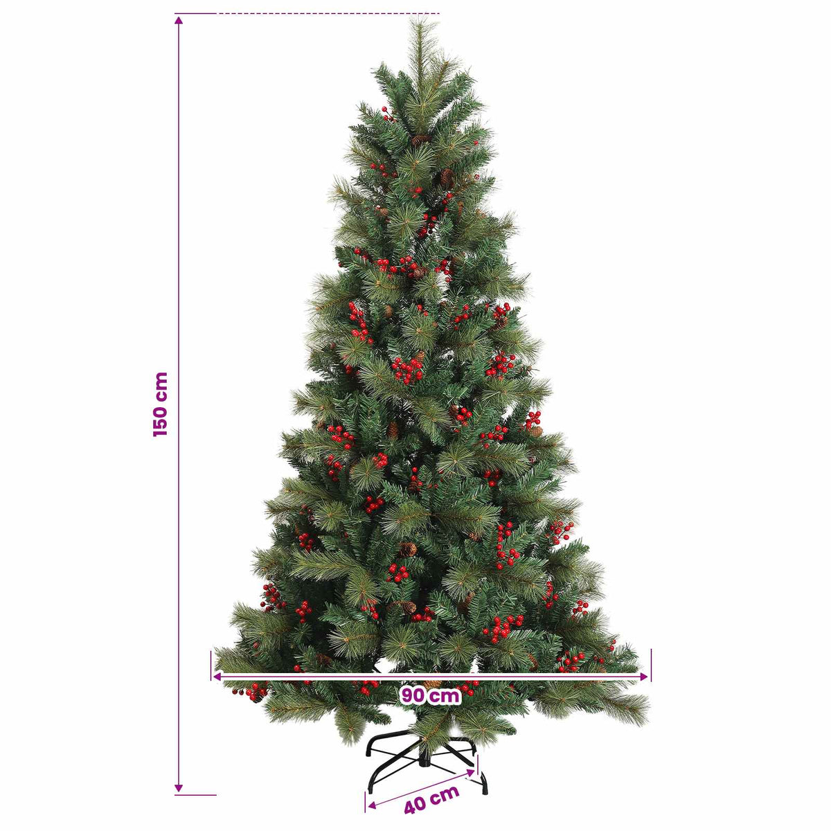 Műanyag Hajtogatós Karácsonyfa 150 cm 150 LED Meleg fehér