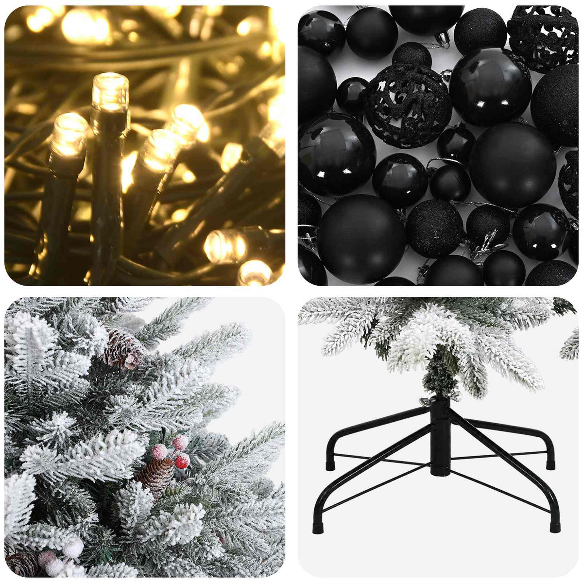 Műkarácsonyfa gömbbel 120 cm 150 LED Meleg fehér PVC és fém