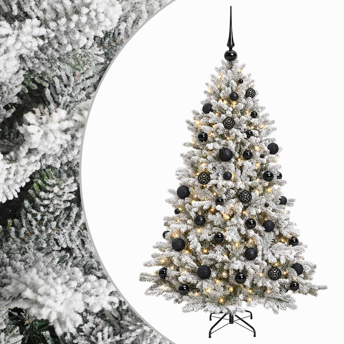 Műfenyő gömbökkel 150 cm 150 LED Meleg fehér PVC és fém