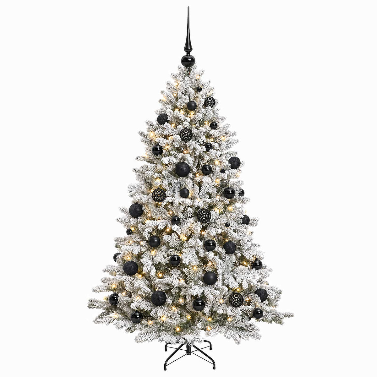 Műfenyő gömbökkel 150 cm 150 LED Meleg fehér PVC és fém