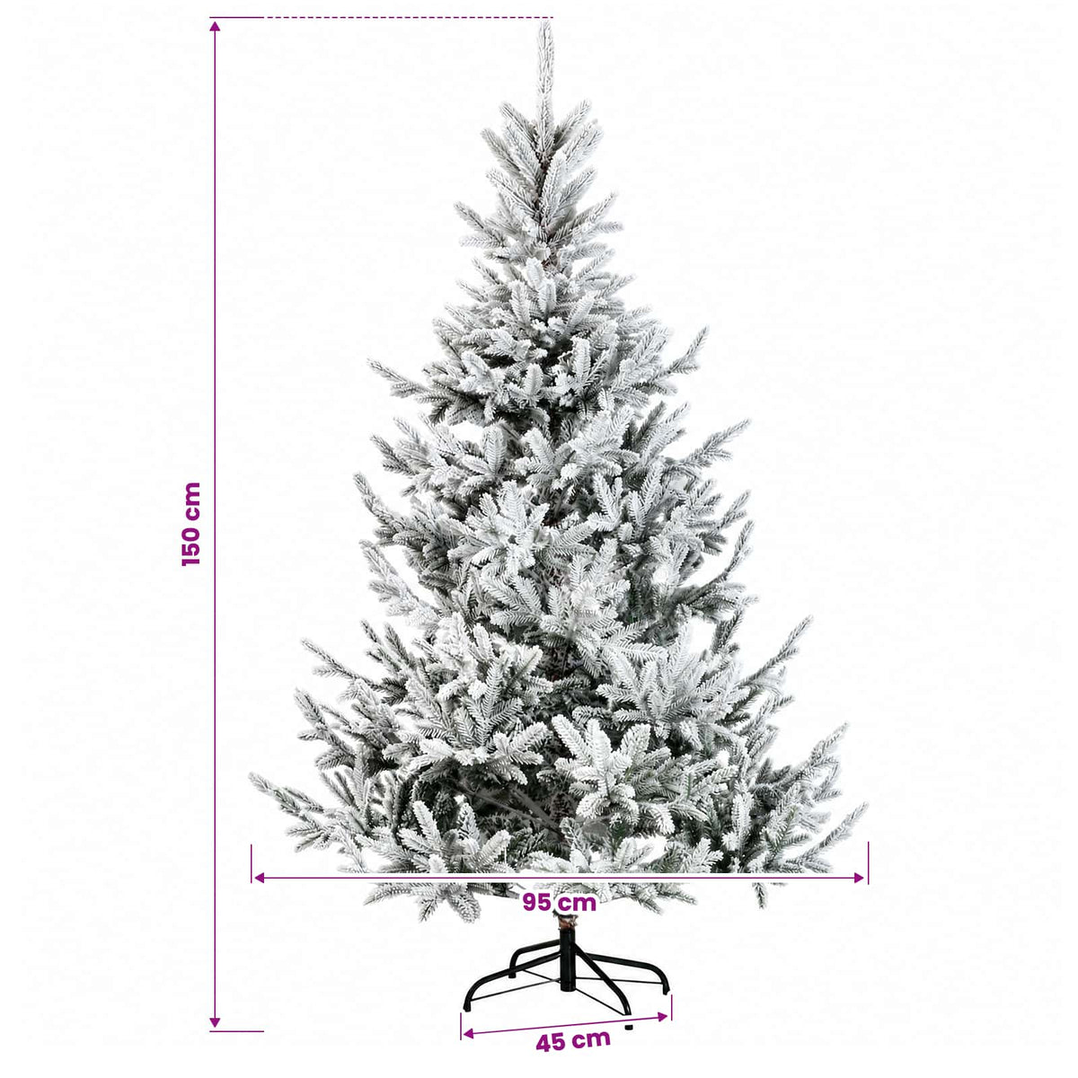 Műkarácsonyfa gömbbel 150 cm 150 LED Meleg fehér PVC és fém