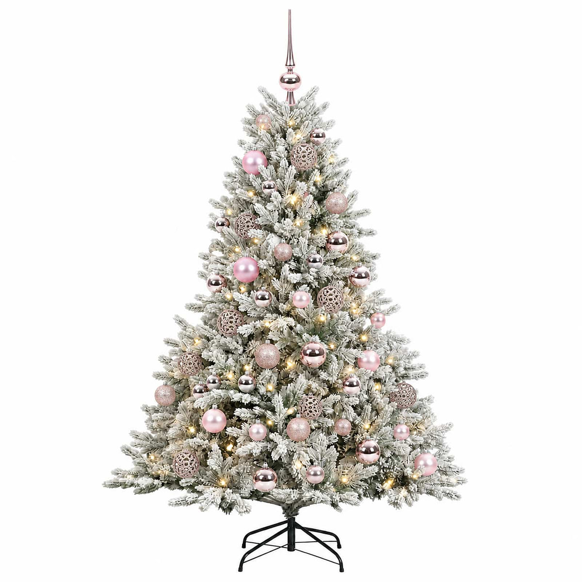 Műkarácsonyfa gömbbel 120 cm 150 LED Meleg fehér PVC és fém