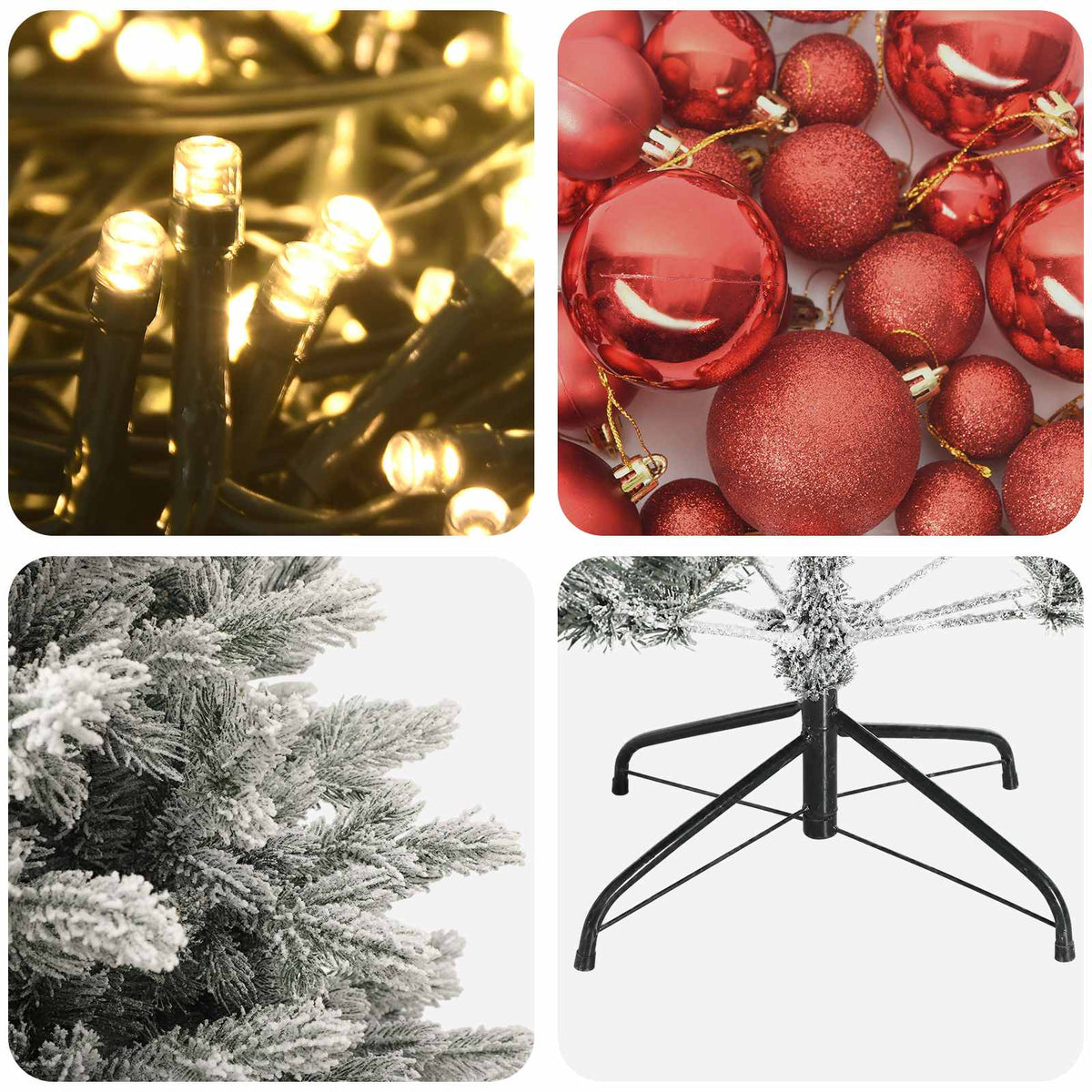 Műkarácsonyfa gömbbel 120 cm 150 LED Meleg fehér PVC és fém
