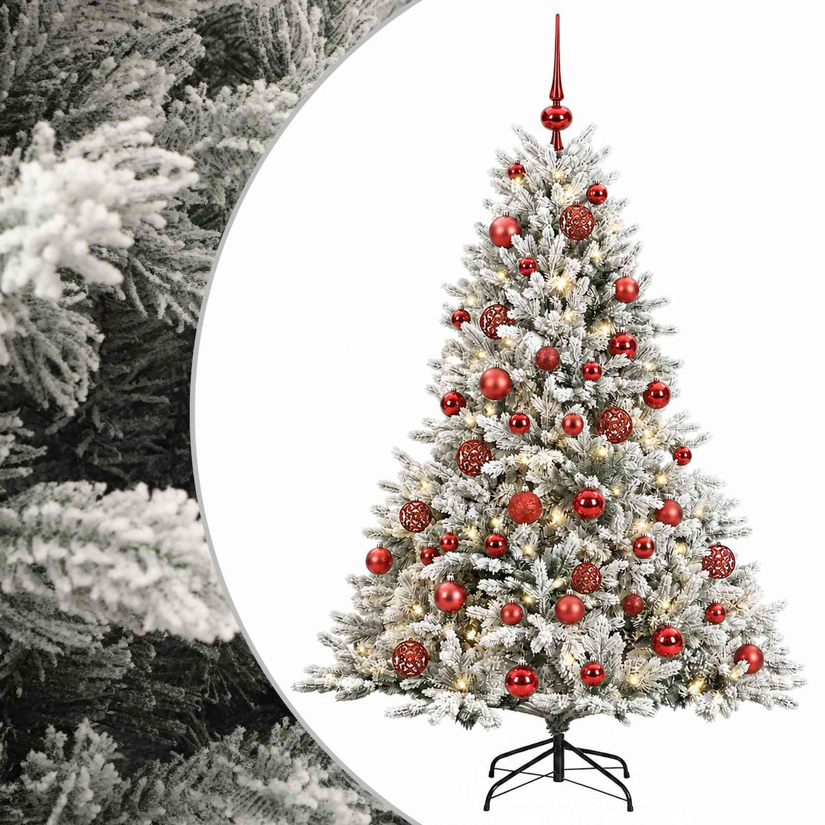 Műkarácsonyfa gömbbel 120 cm 150 LED Meleg fehér PVC és fém