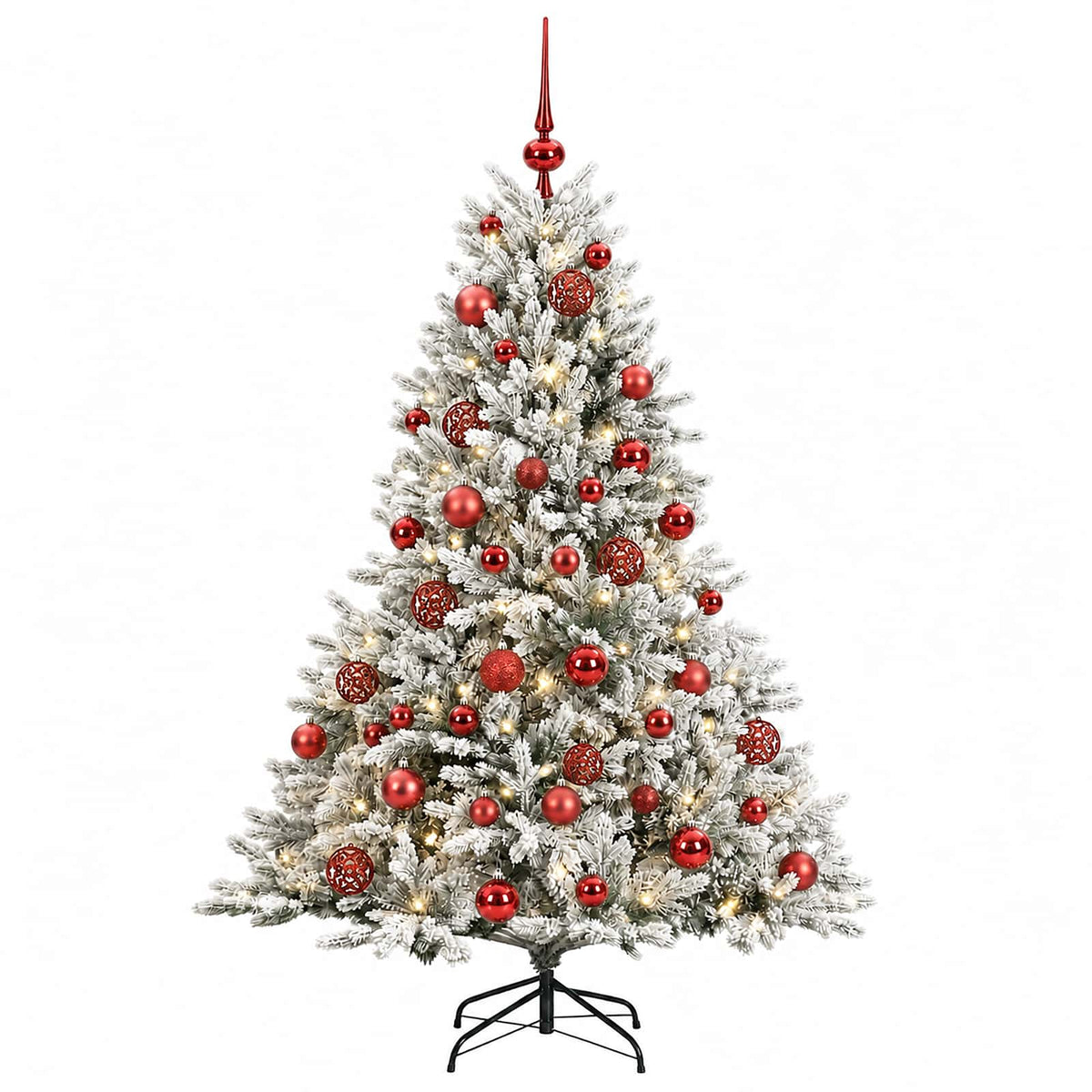Műkarácsonyfa gömbbel 120 cm 150 LED Meleg fehér PVC és fém