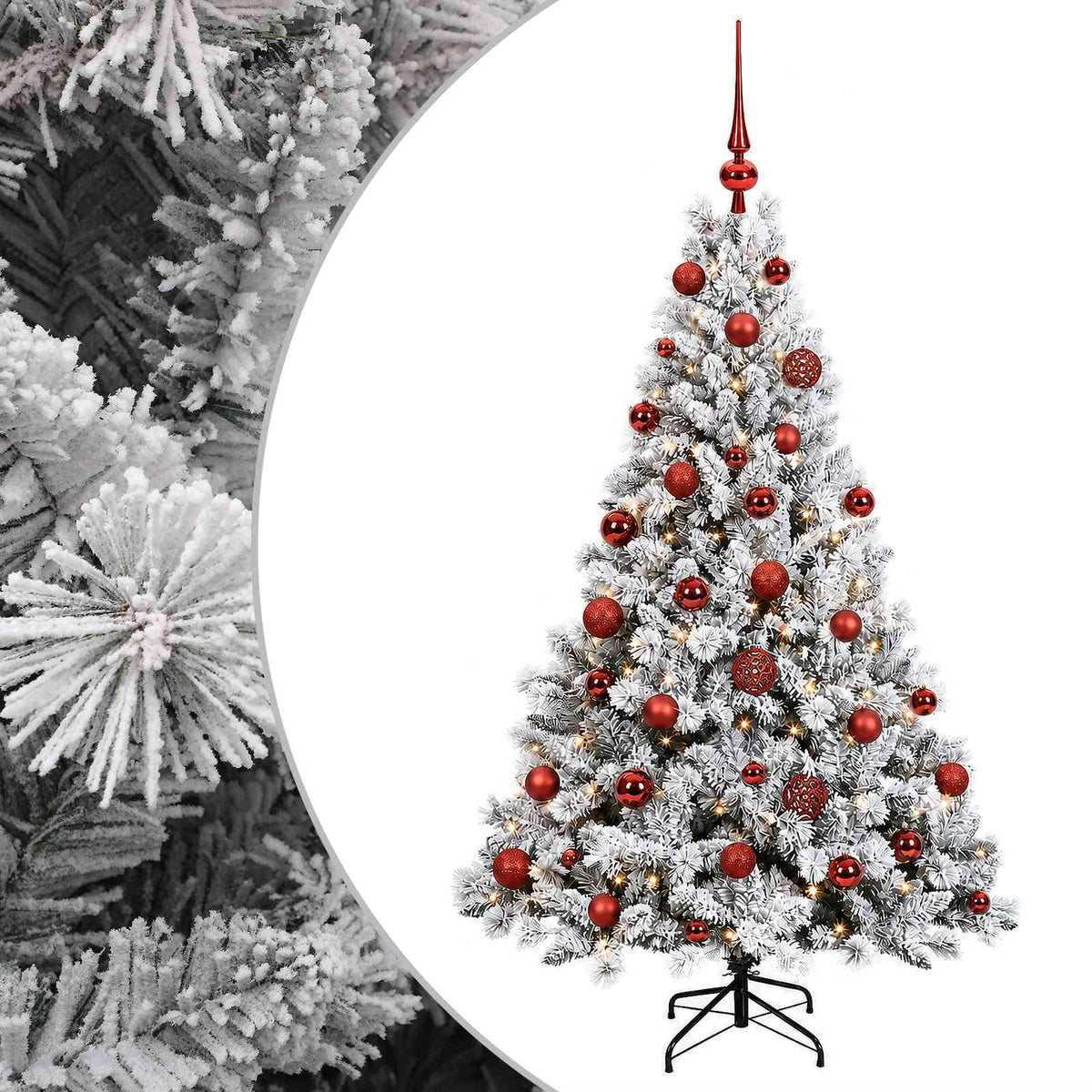 Műfenyő gömbökkel 120 cm 150 LED Meleg fehér PVC és fém