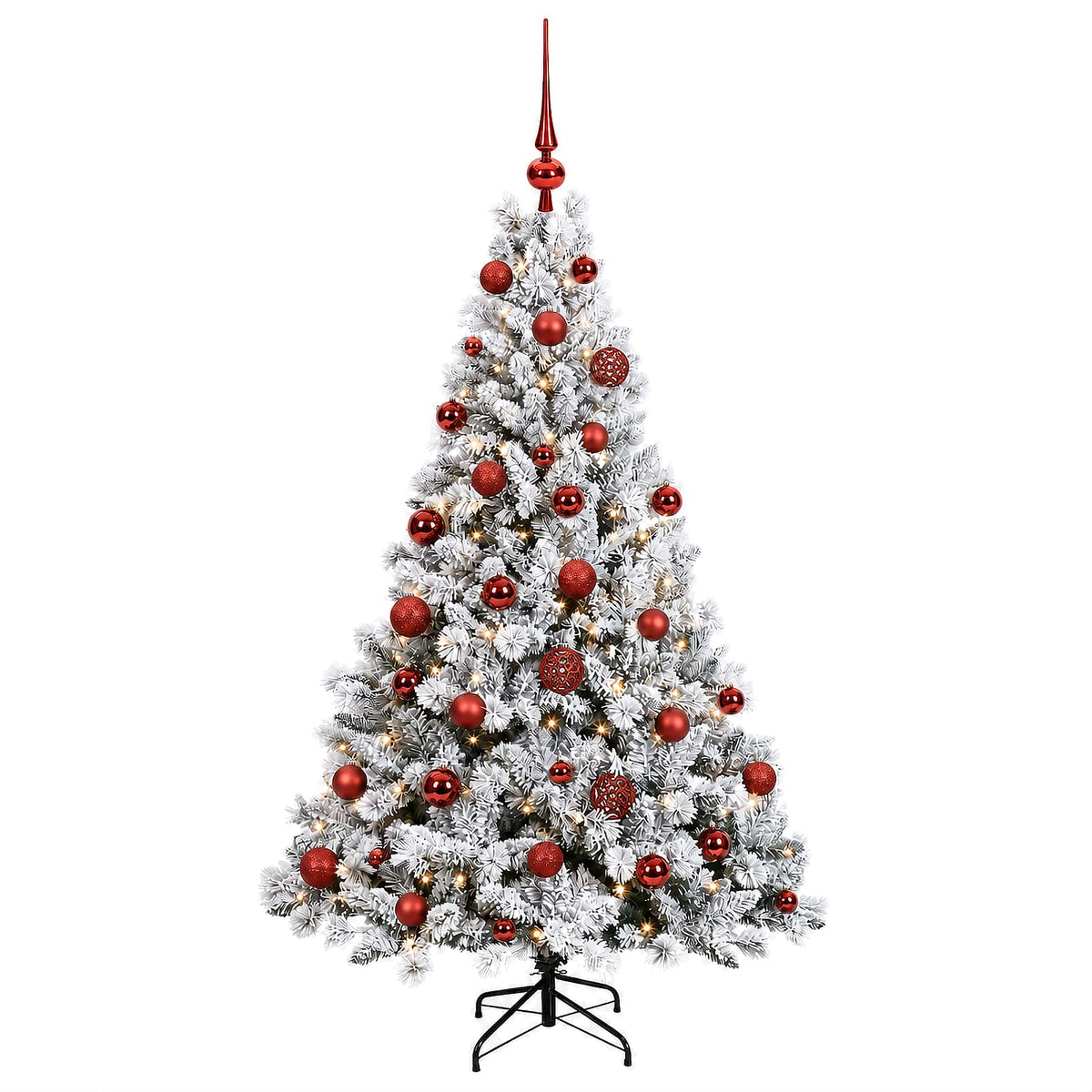 Műfenyő gömbökkel 120 cm 150 LED Meleg fehér PVC és fém