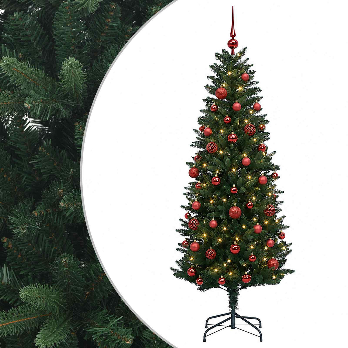 Műfenyő gömbökkel 120 cm 150 LED Meleg fehér PE és PVC Green