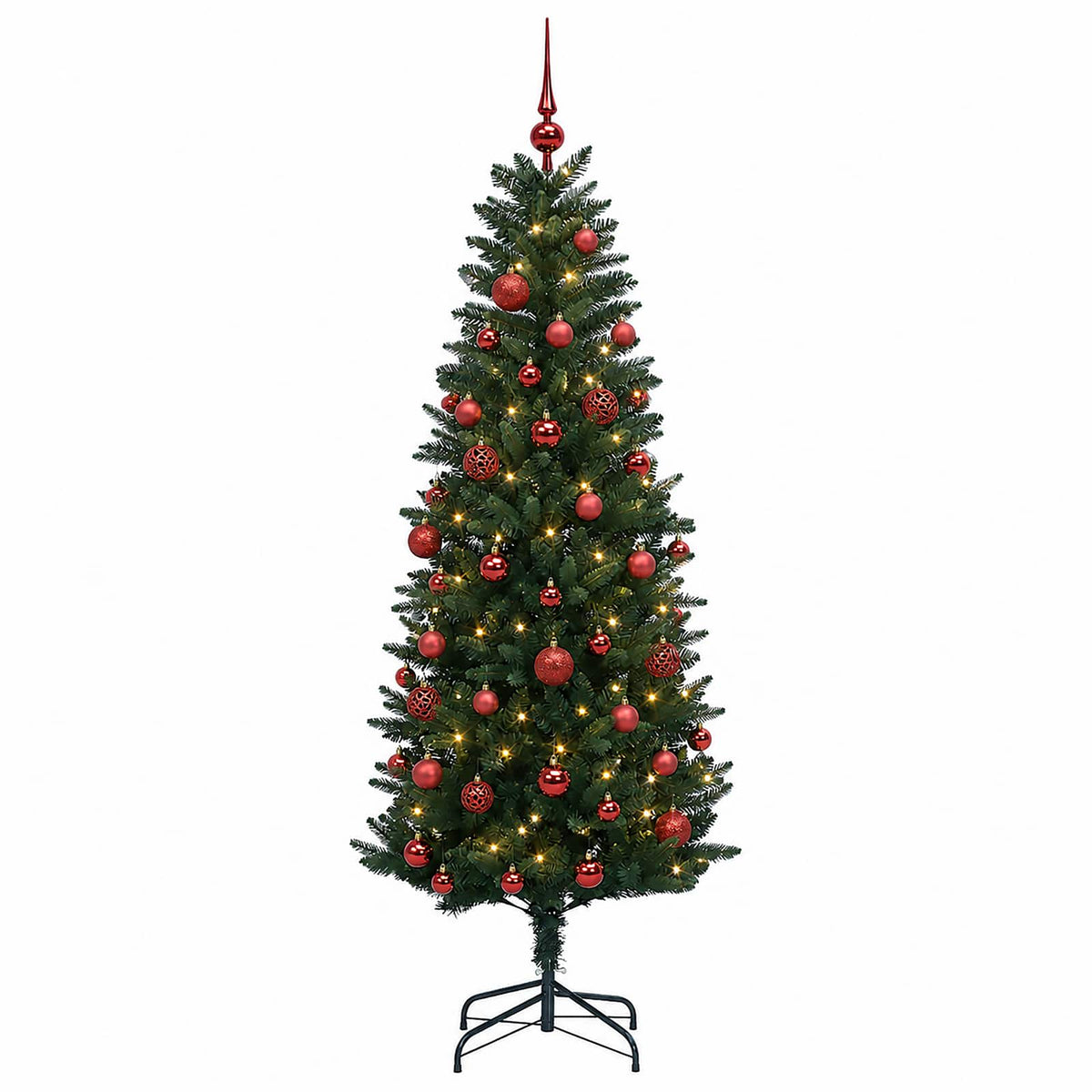 Műfenyő gömbökkel 120 cm 150 LED Meleg fehér PE és PVC Green