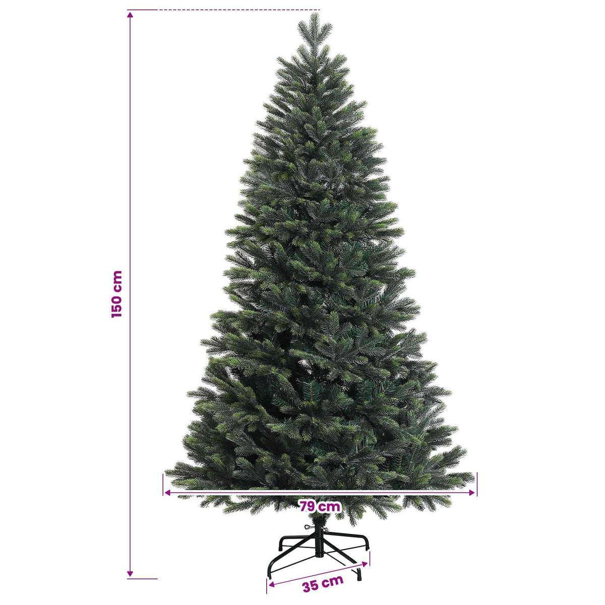 Műfenyő gömbökkel 150 cm 150 LED Meleg fehér PVC és fém Zöld