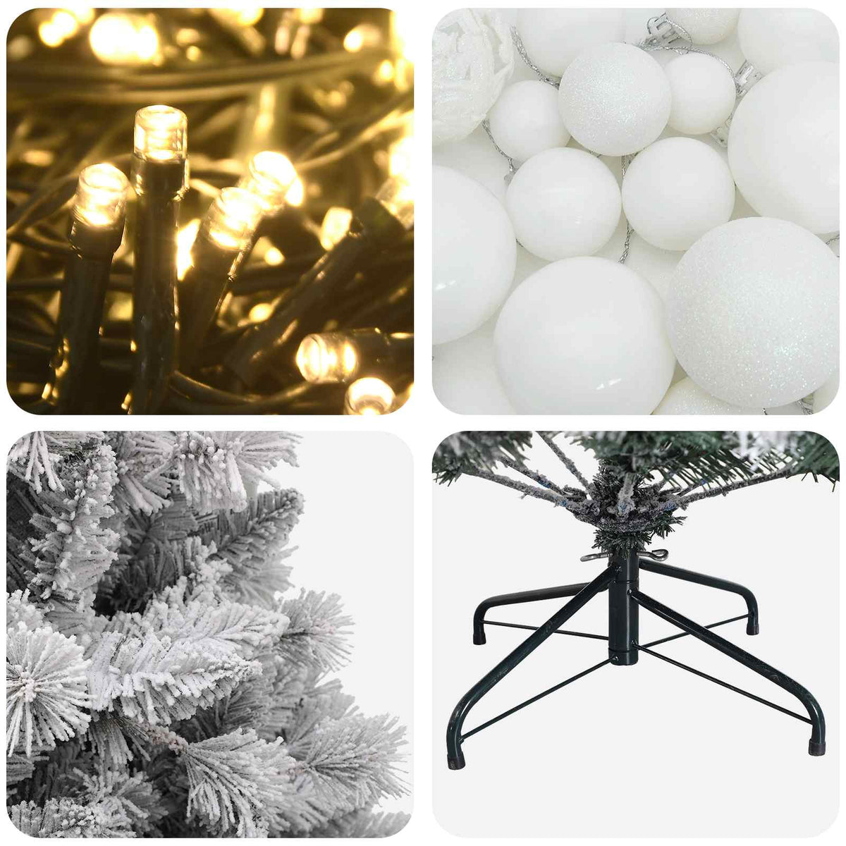 Műfenyő gömbökkel 150 cm 150 LED Meleg fehér PVC és fém