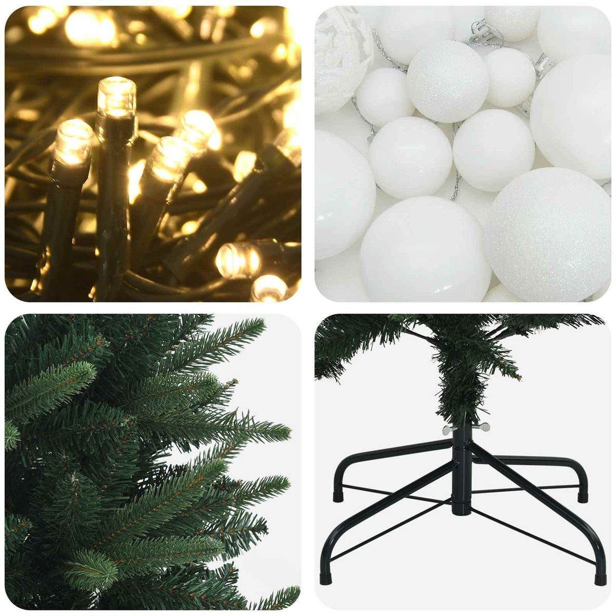 Műfenyő gömbökkel 120 cm 150 LED Meleg fehér PE és PVC Green