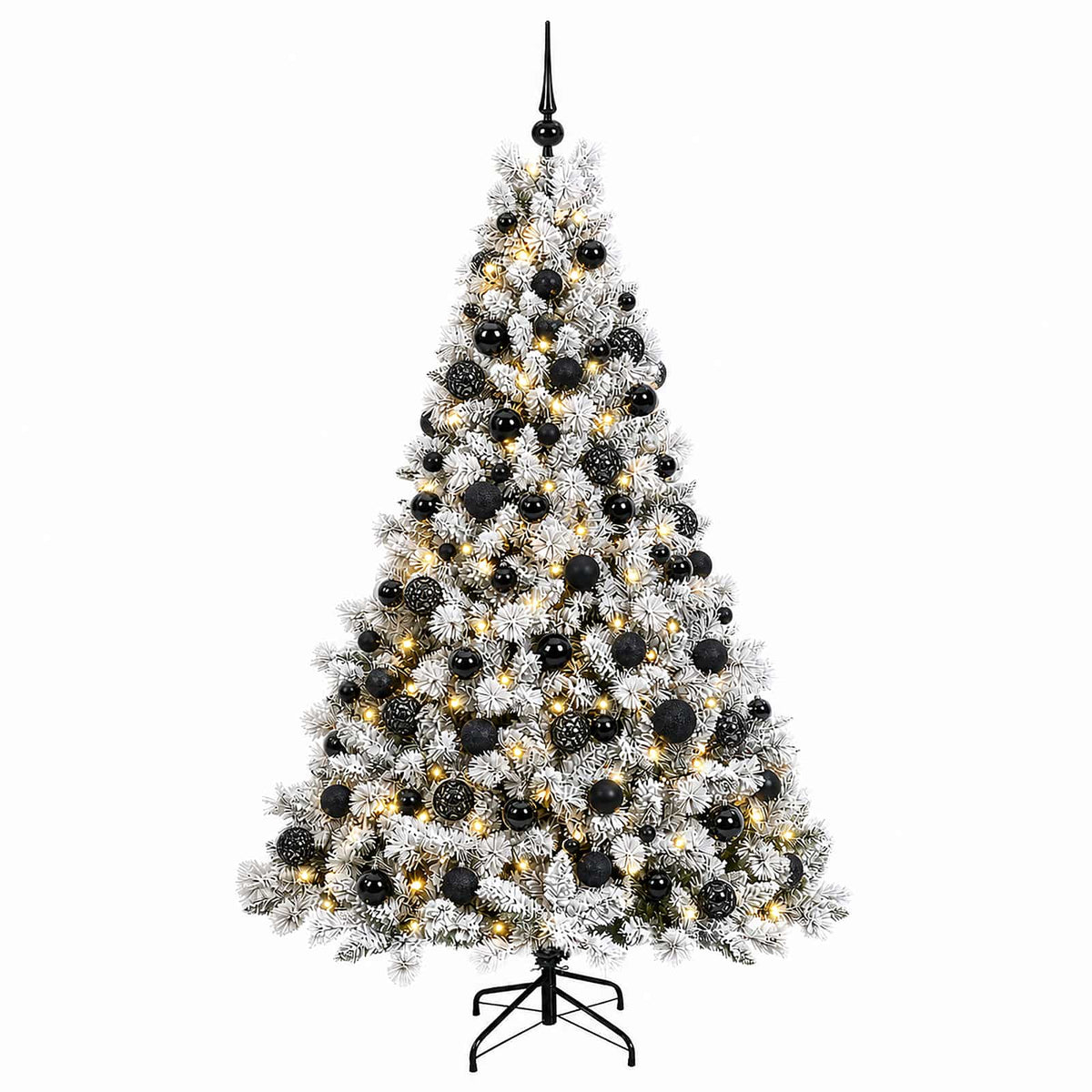 Műfenyő gömbökkel 240 cm 300 LED Meleg fehér PVC és fém