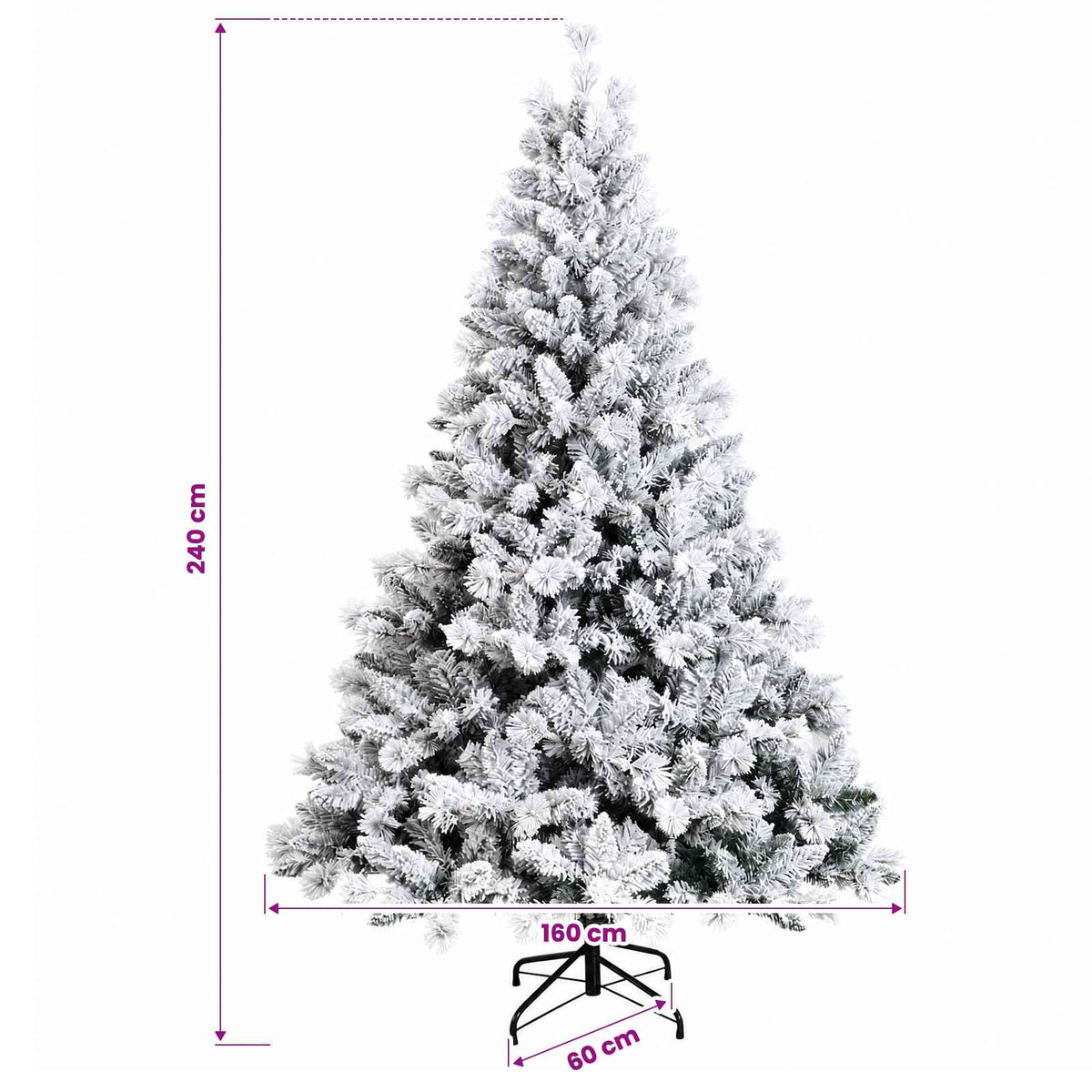 Műfenyő gömbökkel 240 cm 300 LED Meleg fehér PVC és fém