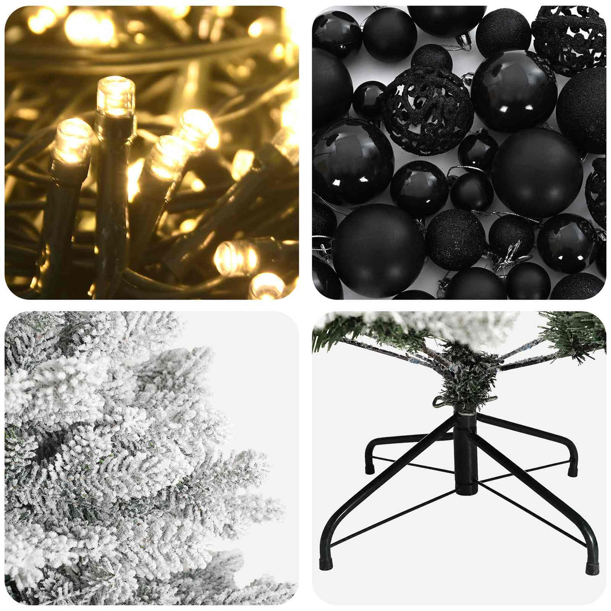 Műkarácsonyfa gömbbel 180 cm 300 LED Meleg fehér PVC és fém