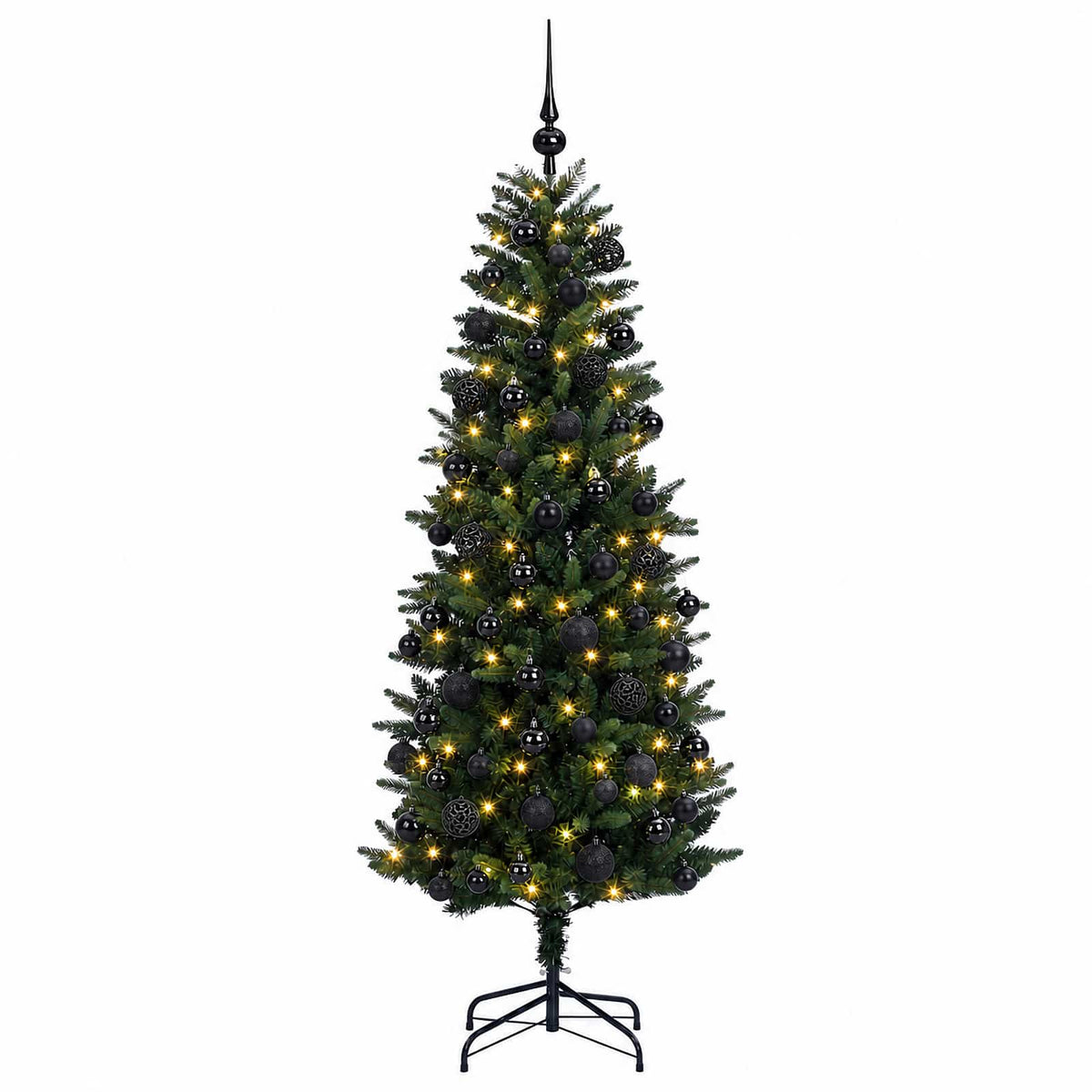 Műfenyő gömbökkel 180 cm 300 LED Meleg fehér PE és PVC Green