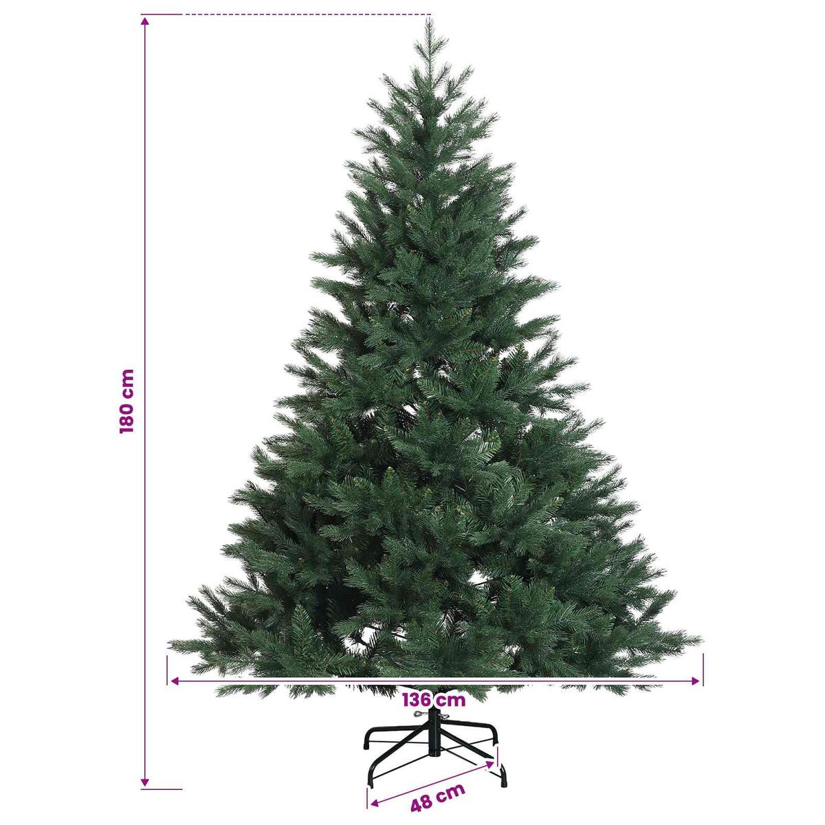 Műkarácsonyfa gömbbel 180 cm 300 LED Meleg fehér PVC és fém