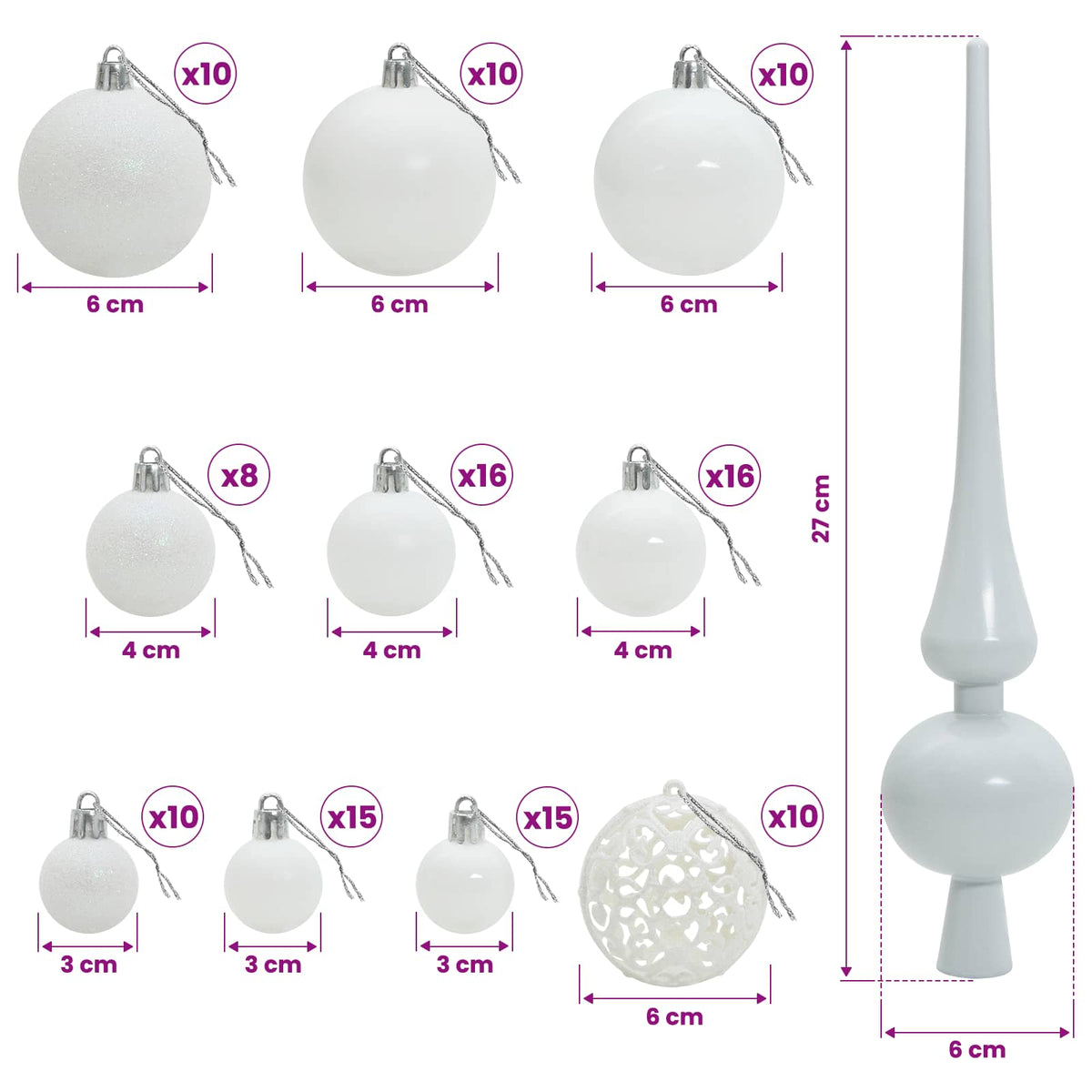 Műfenyő gömbökkel 240 cm 300 LED Meleg fehér PVC és fém