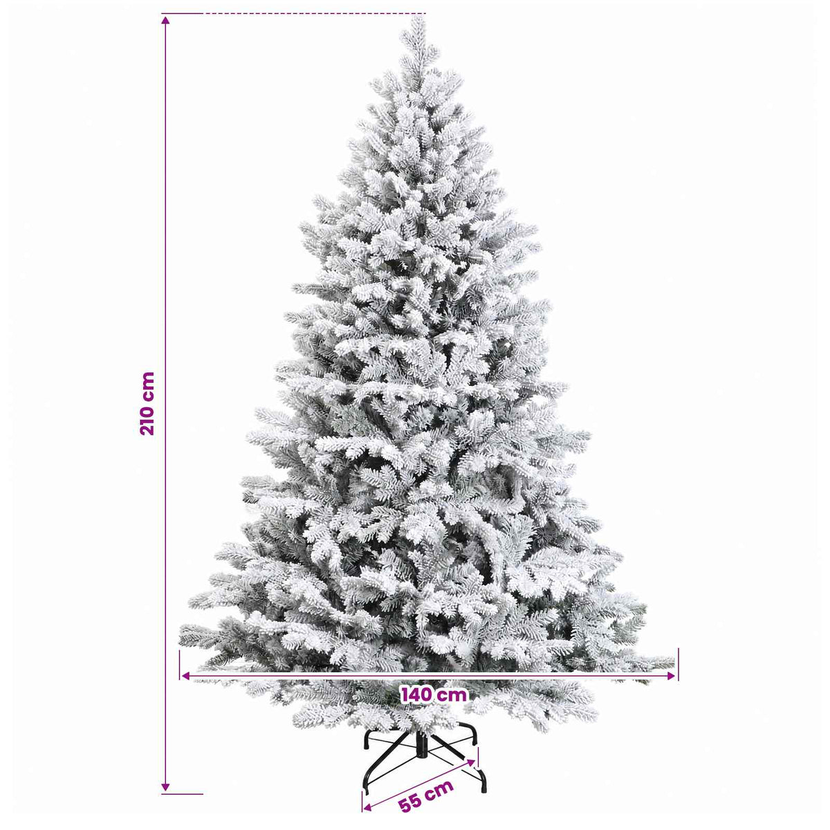 Műfenyő gömbökkel 210 cm 300 LED Meleg fehér PVC és fém