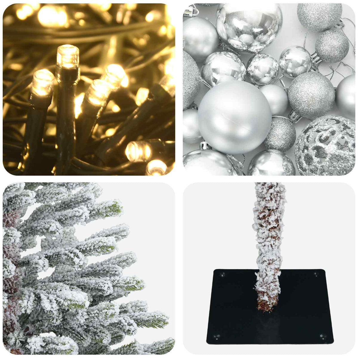 Műkarácsonyfa gömbbel 210 cm 300 LED Meleg fehér PVC és fém