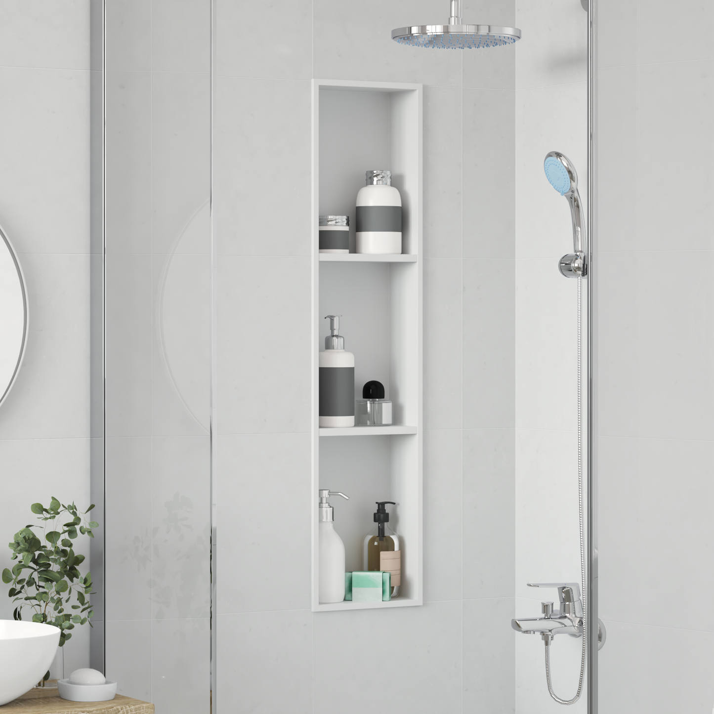 Zuhany Niche Fehér 90 x 20 x 9,5 cm Rozsdamentes acél