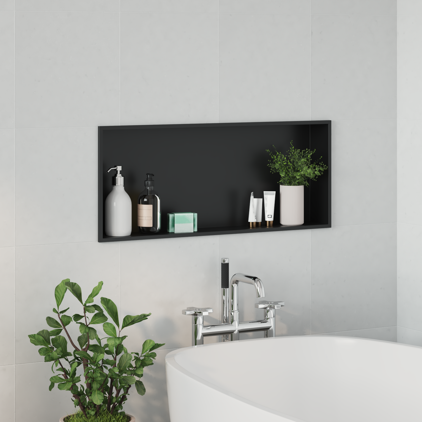 Zuhany Niche Fekete 75 x 30 x 9,5 cm Rozsdamentes acél