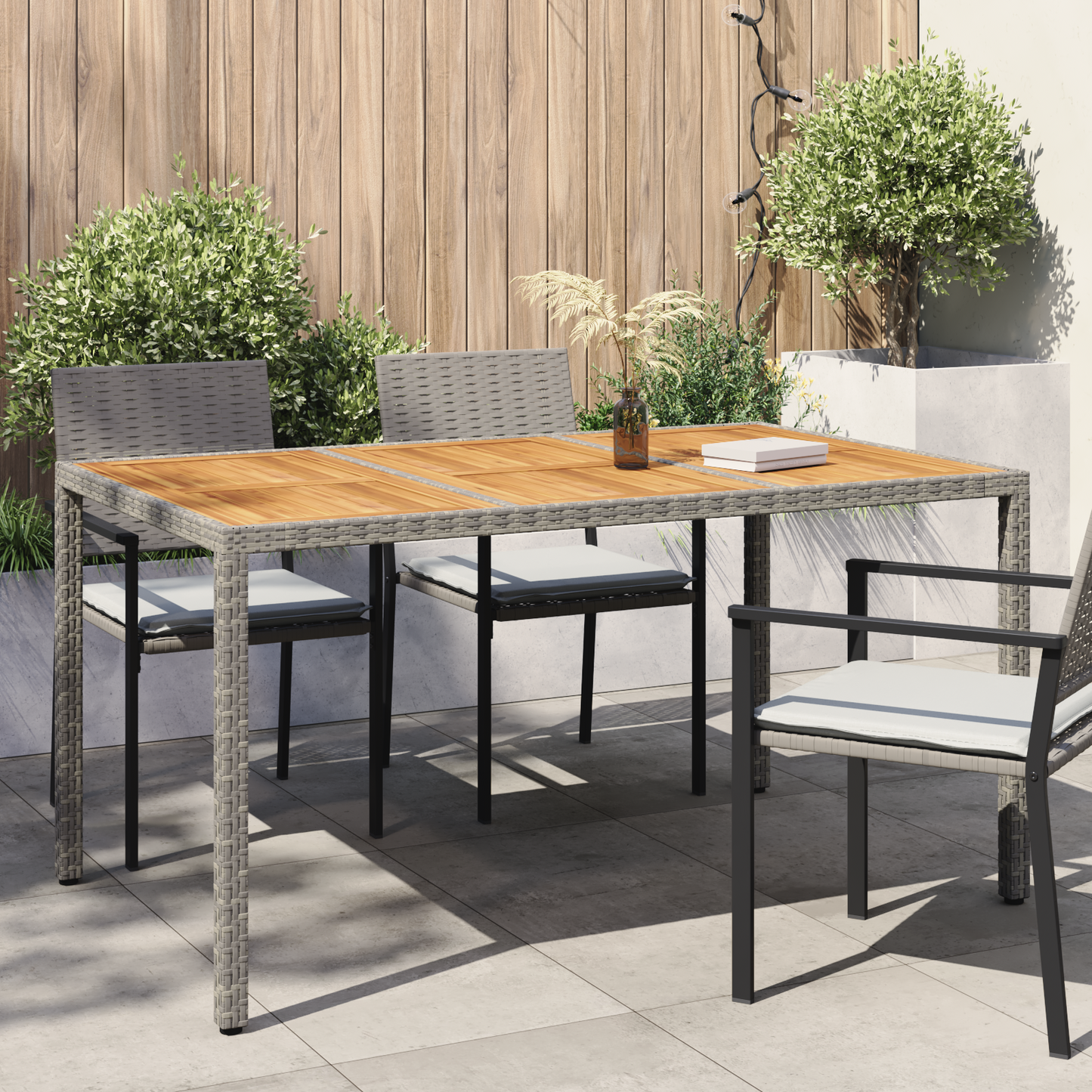 Kerti Étkezőasztal Szürke 150 x 90 x 75 cm polirattan