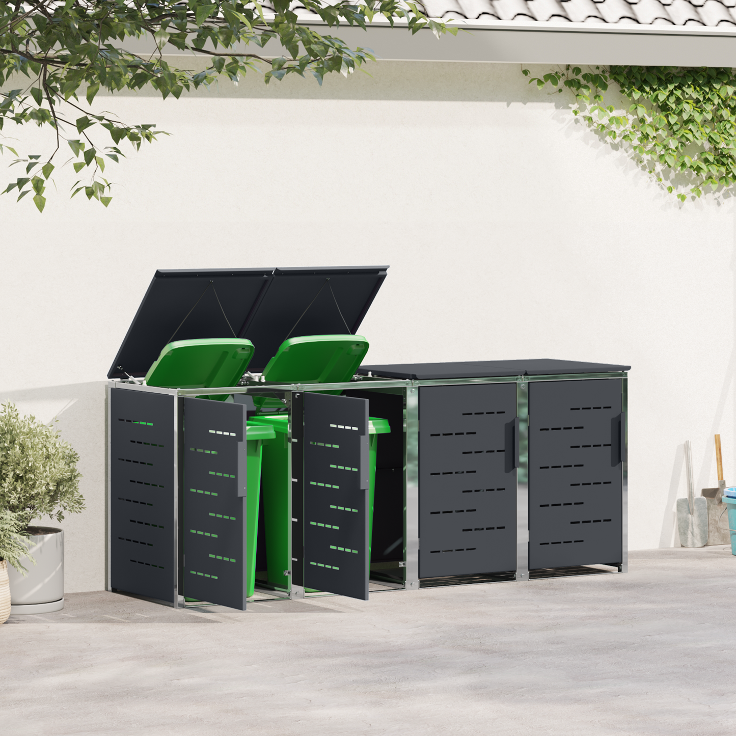 Kerekes Hulladékgyűjtő Tárolás for 4 Bins 240L Antracitszürke