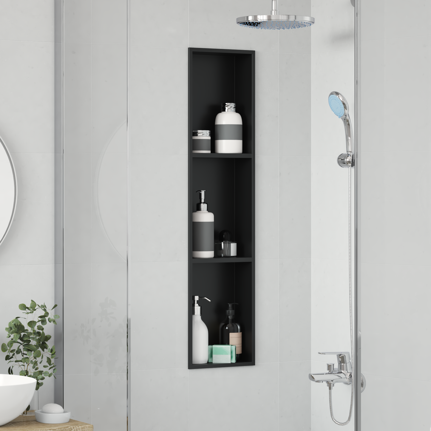 Zuhany Niche Fekete 90 x 20 x 9,5 cm Rozsdamentes acél