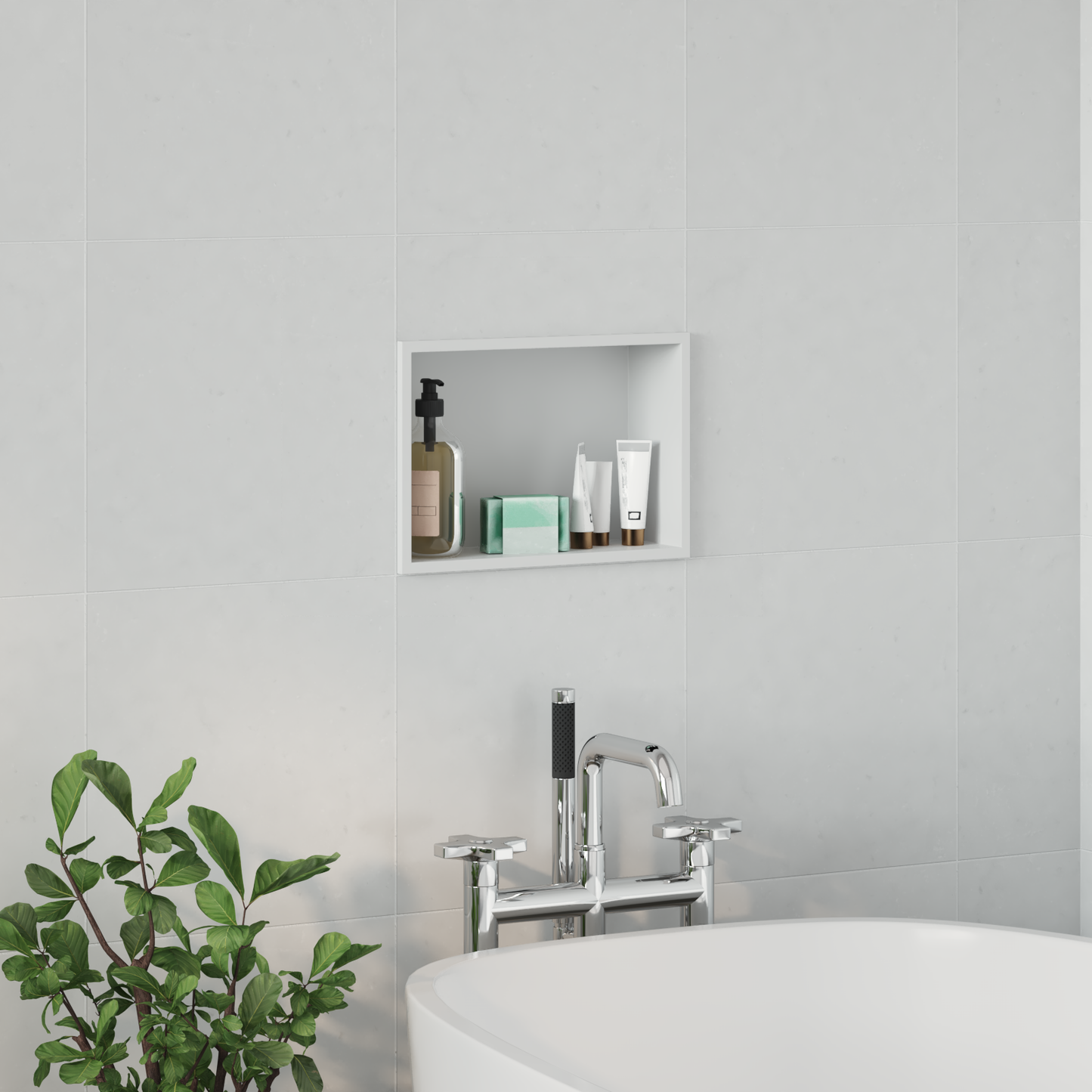 Zuhany Niche Fehér 30 x 20 x 9,5 cm Rozsdamentes acél