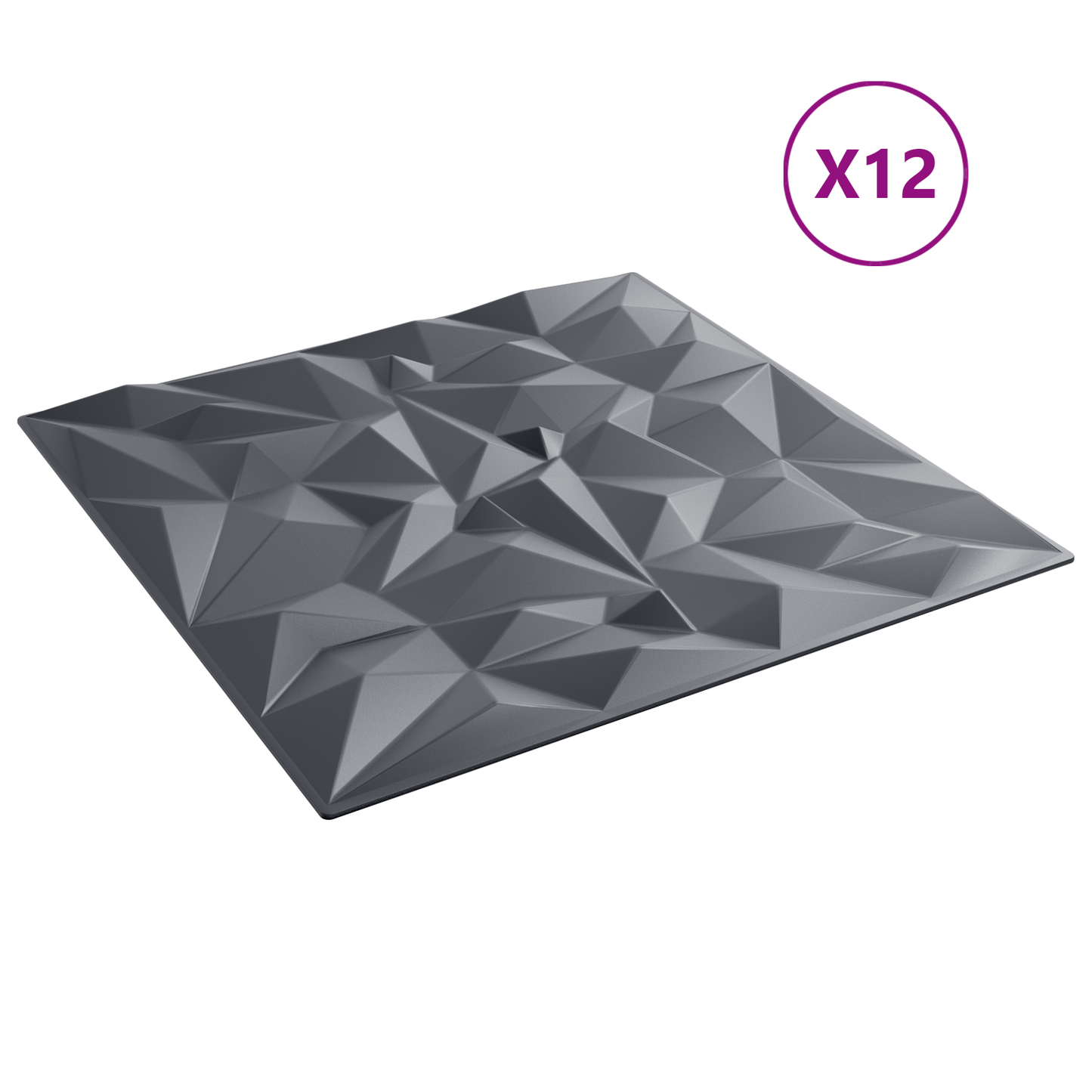 Fali panelek 12 pcs Ametiszt Szürke 50 x 50 cm XPS Hab