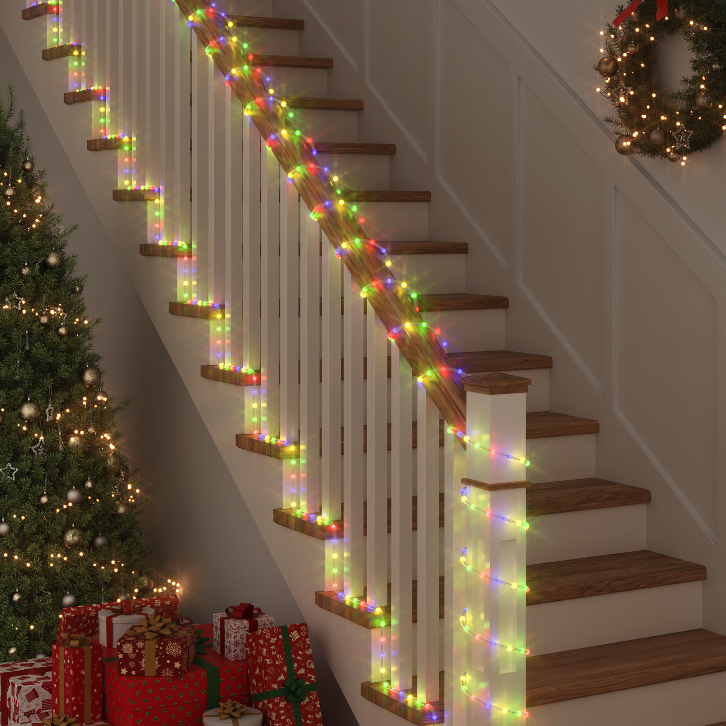 Kötél világítás 240 LED-del Sokszínű 10 m PVC