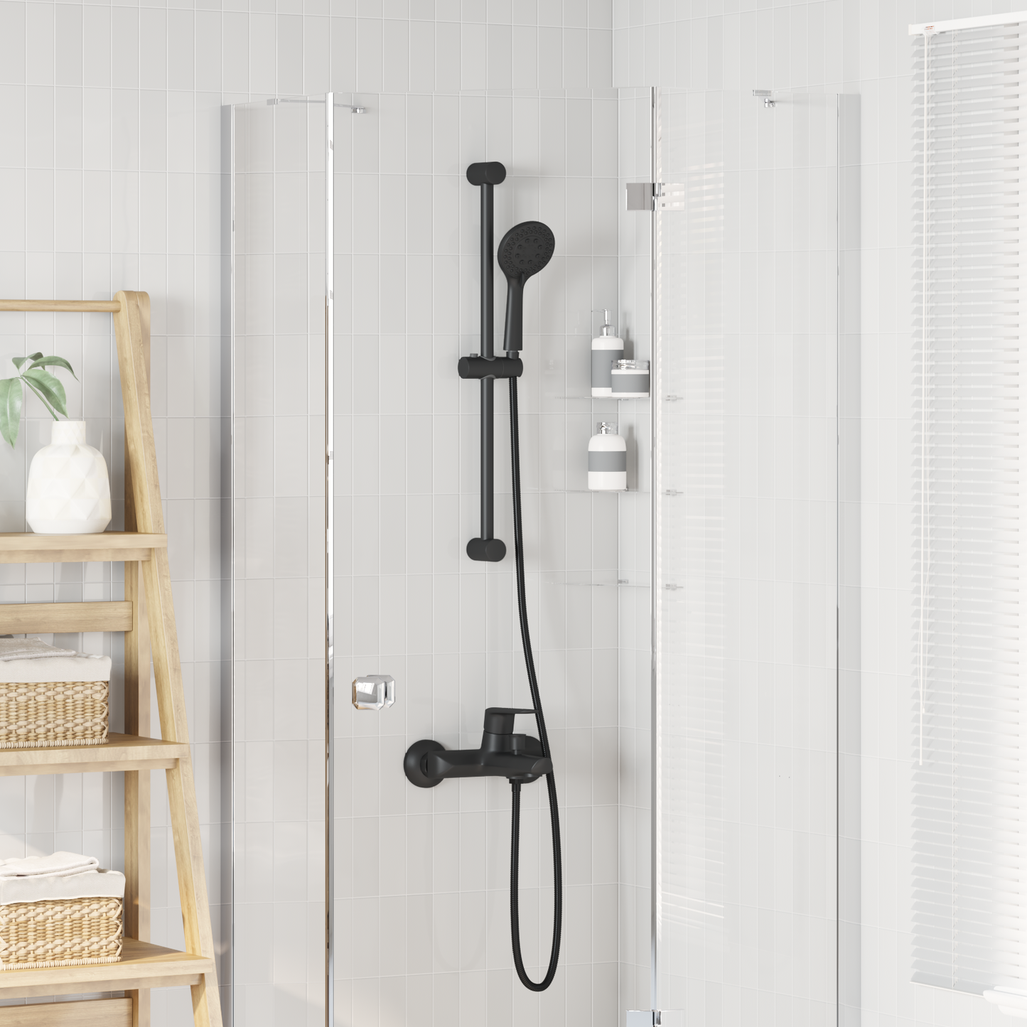 Zuhanyrendszer készlet Fekete 70 cm ABS Műanyag