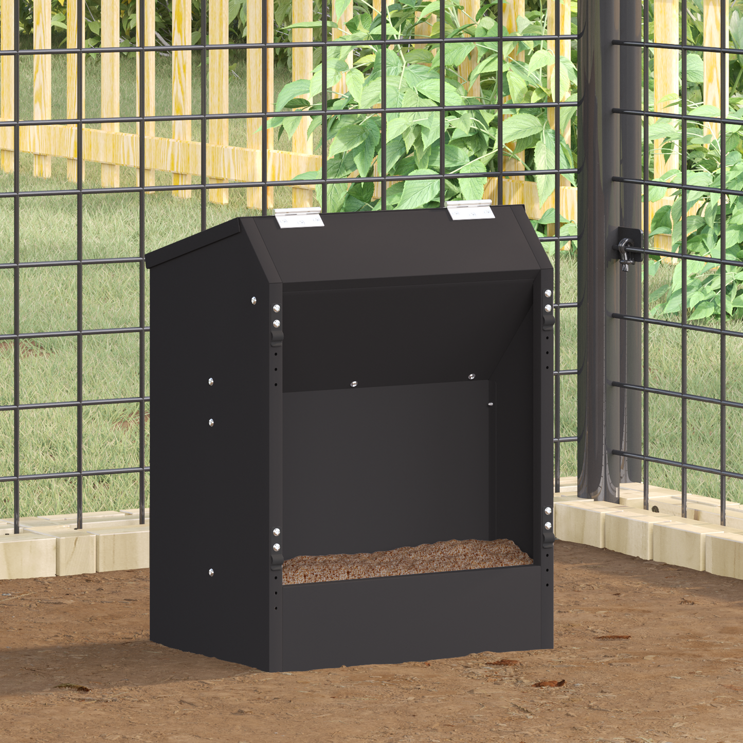 Nyúl Etető Fekete 64.5 x 25.5 x 45.5 cm Hidegen Hengerelt Acél