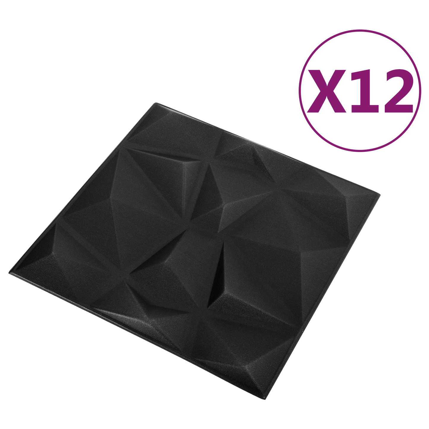 Fali panelek 12 pcs Gyémánt Fekete 50 x 50 cm XPS Hab