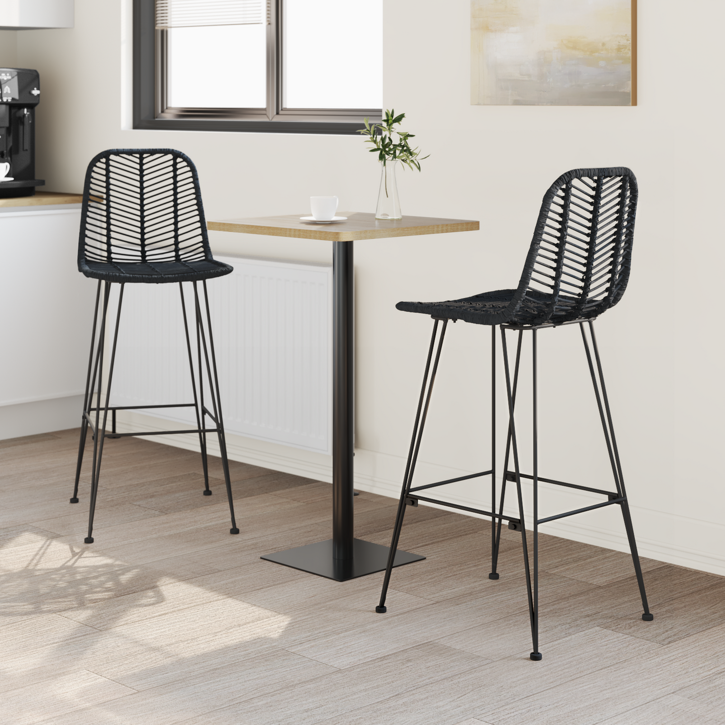 Bárszék 2 pcs 44 x 52 x 111 cm Rattan és Vas