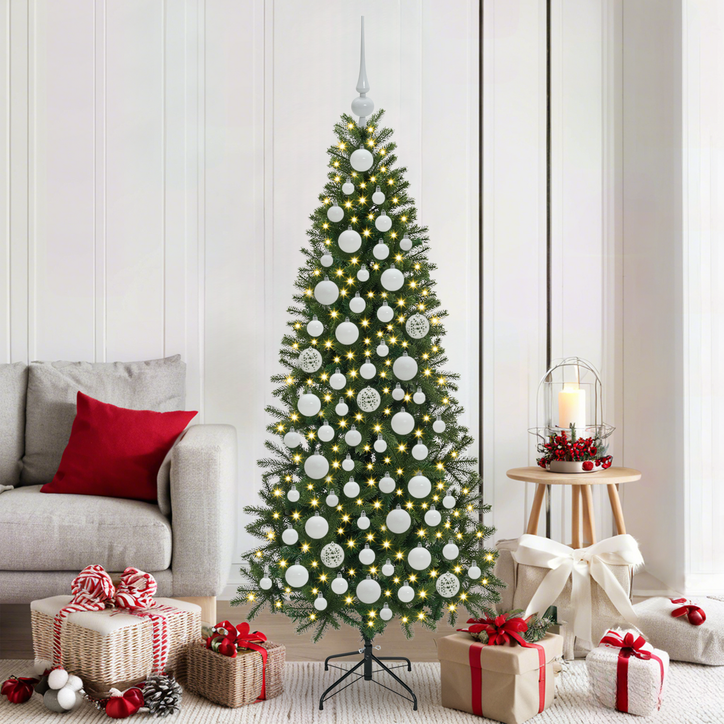Karácsonyi Díszgömb Készlet 300 LED-del 120 pcs Fehér Műanyag
