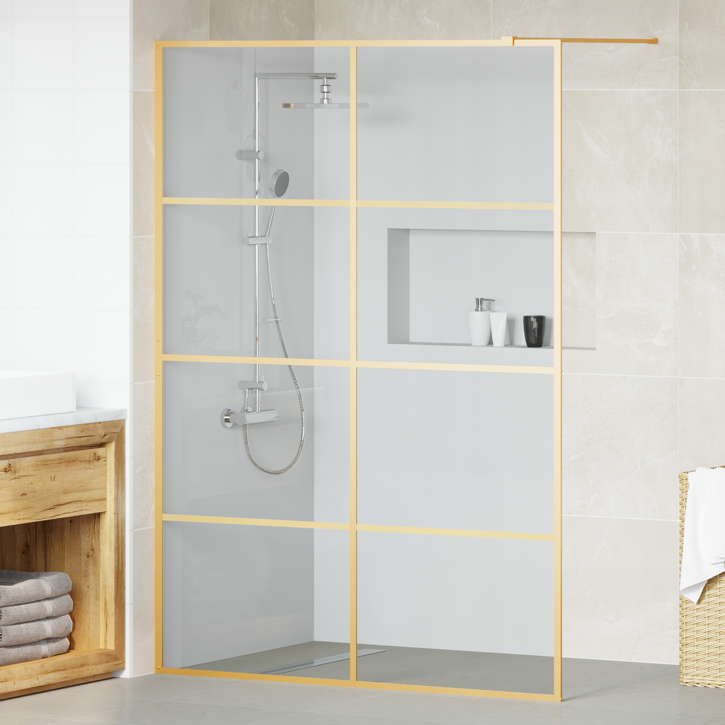 Walk-in zuhanyfal Arany 140 x 195 cm edzett üveg