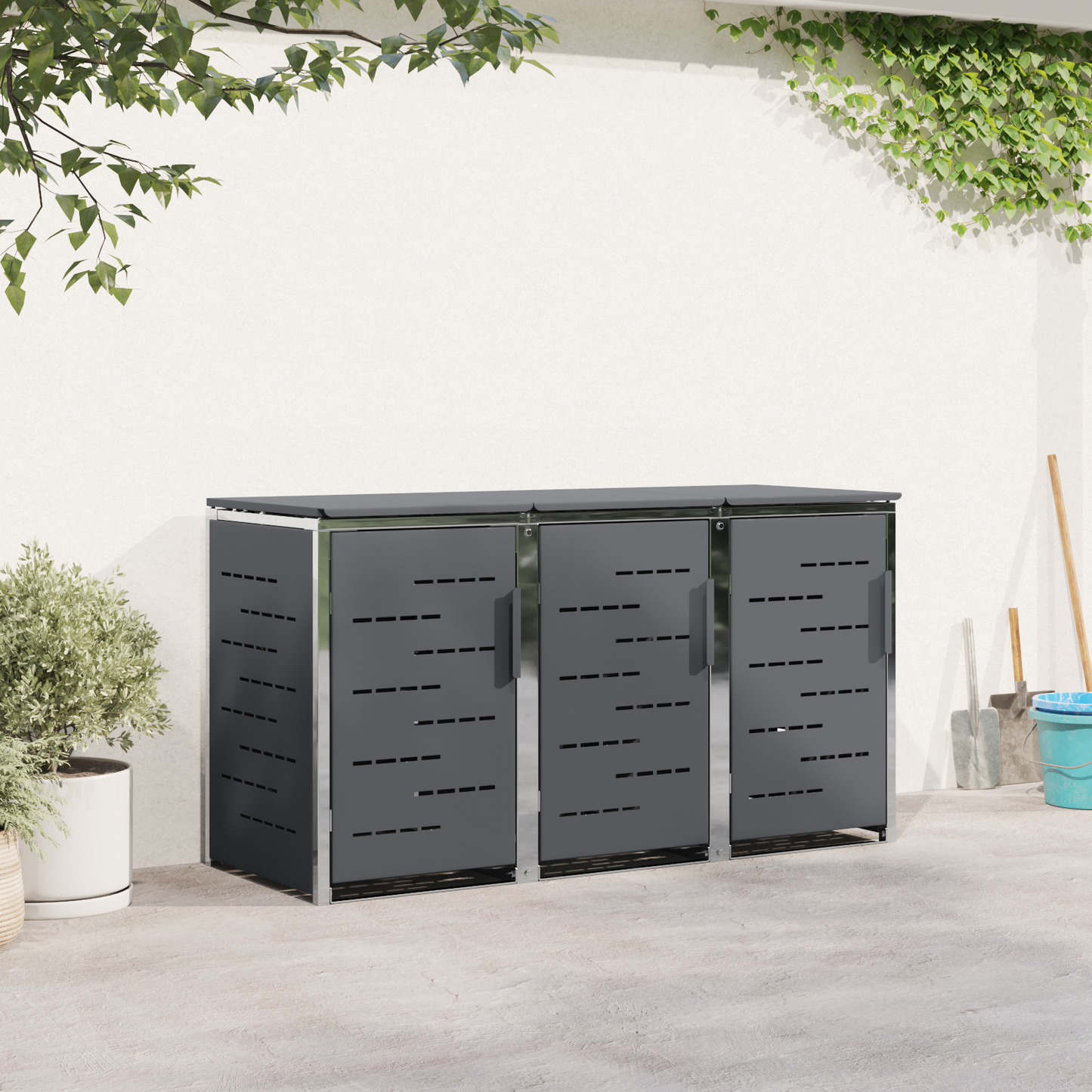 Kerekes Hulladékgyűjtő Tárolás for 3 Bins 240L Antracitszürke