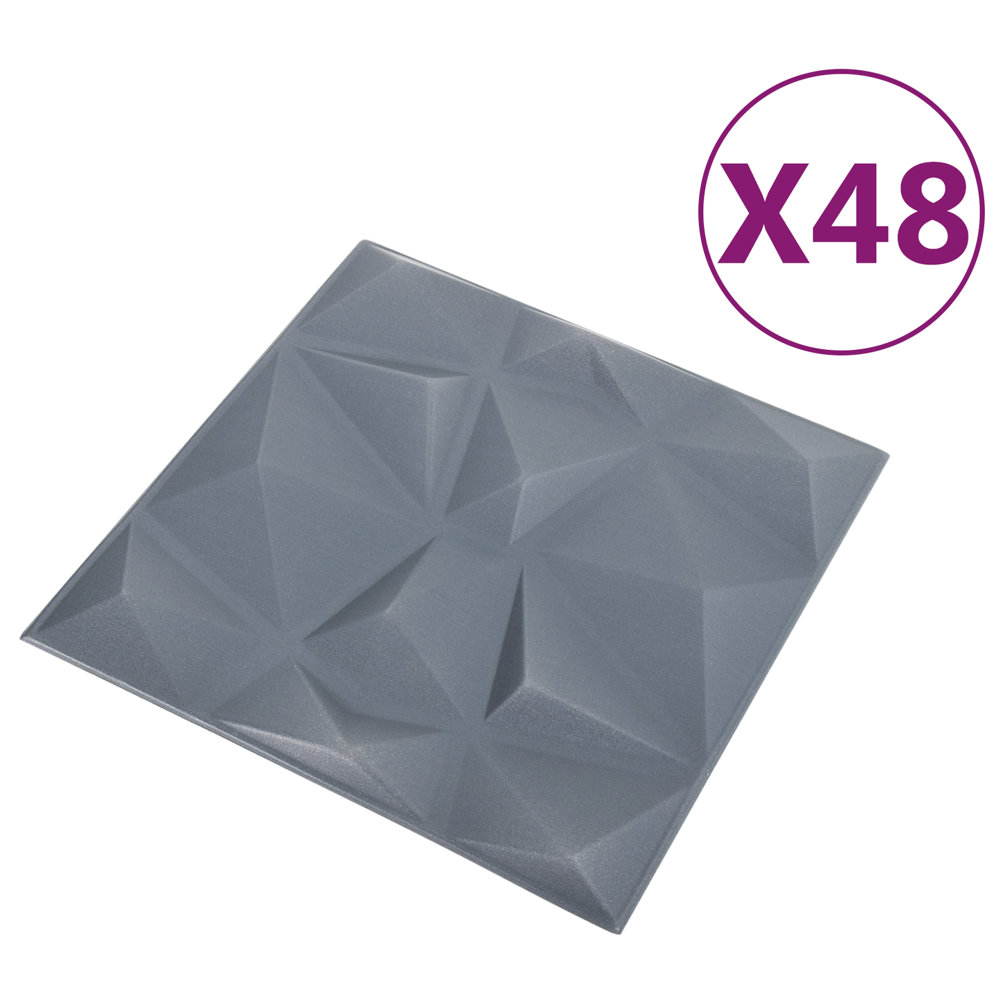 Fali panelek 48 pcs Gyémánt Szürke 50 x 50 cm XPS Hab