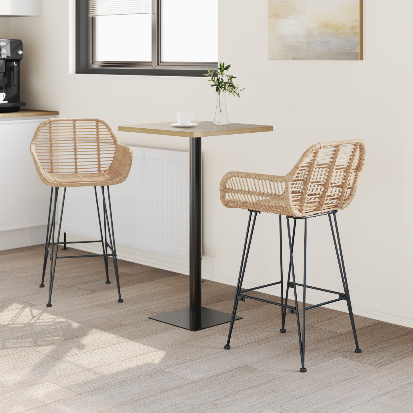 Bárszék 2 pcs 55 x 52 x 92 cm Rattan és Vas