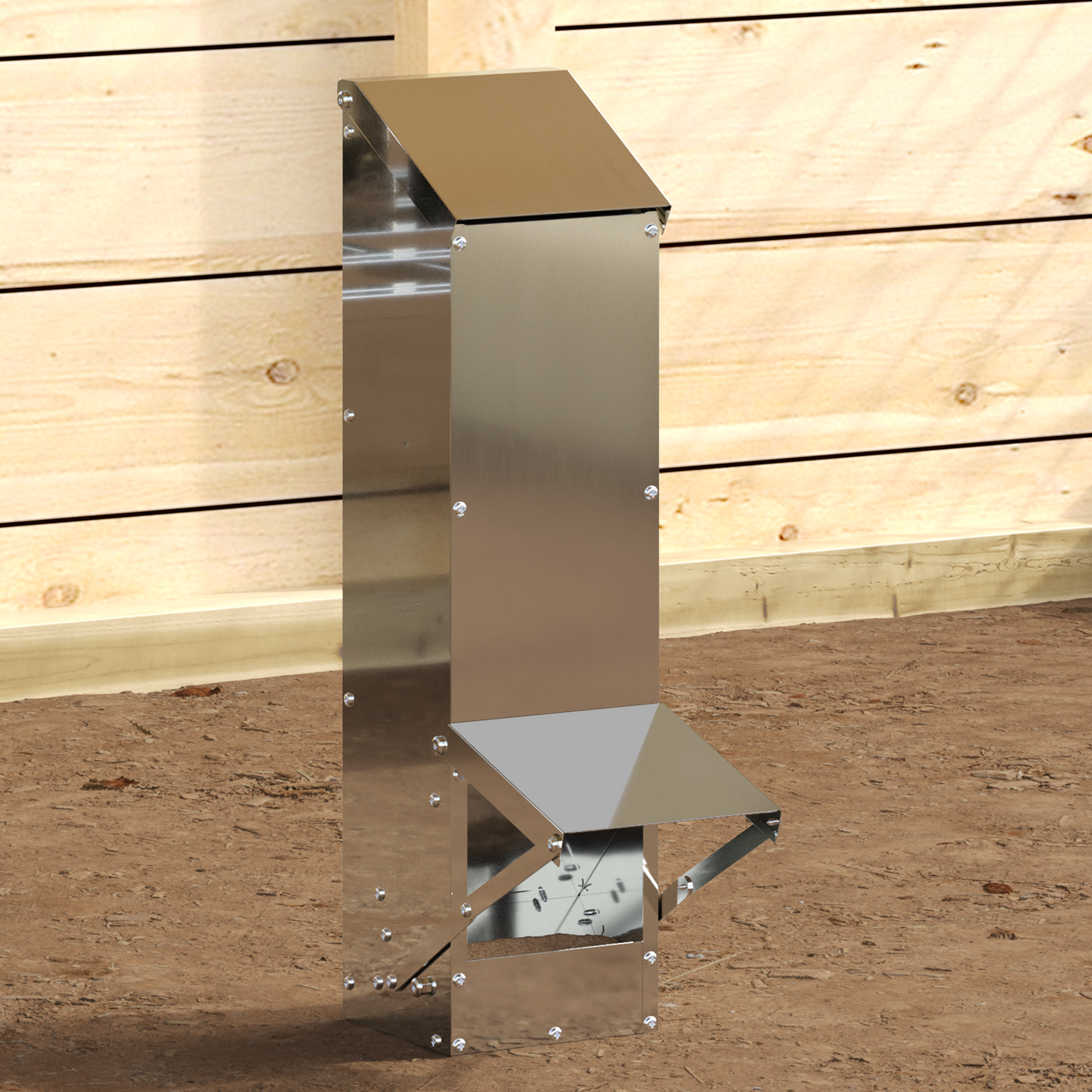 Csirke etető Ezüst 13 x 12 x 51 cm Horganyzott acél