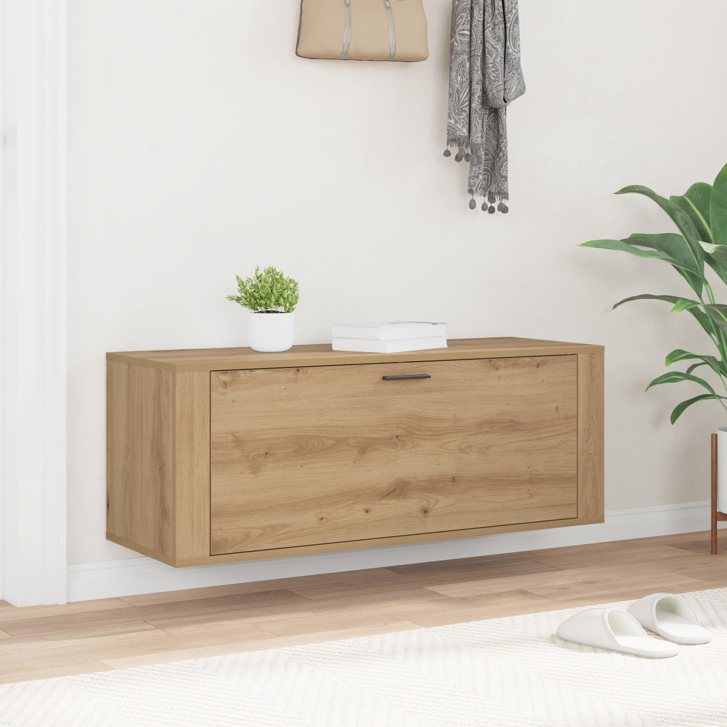 Cipőszekrény 100 x 35 x 38 cm Szerelt Fa kézműves tölgy