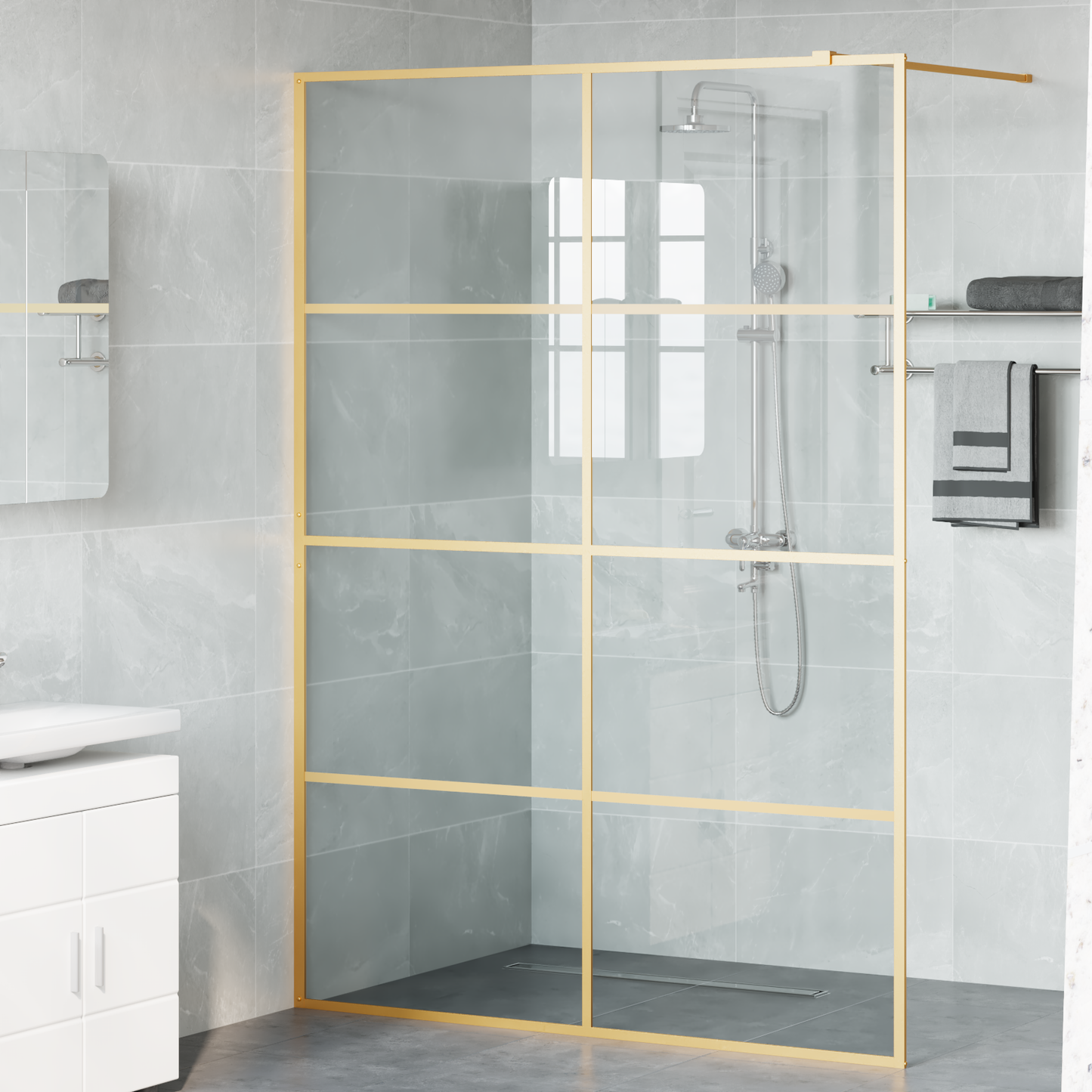 Walk-in zuhanyfal Arany 140 x 195 cm edzett üveg