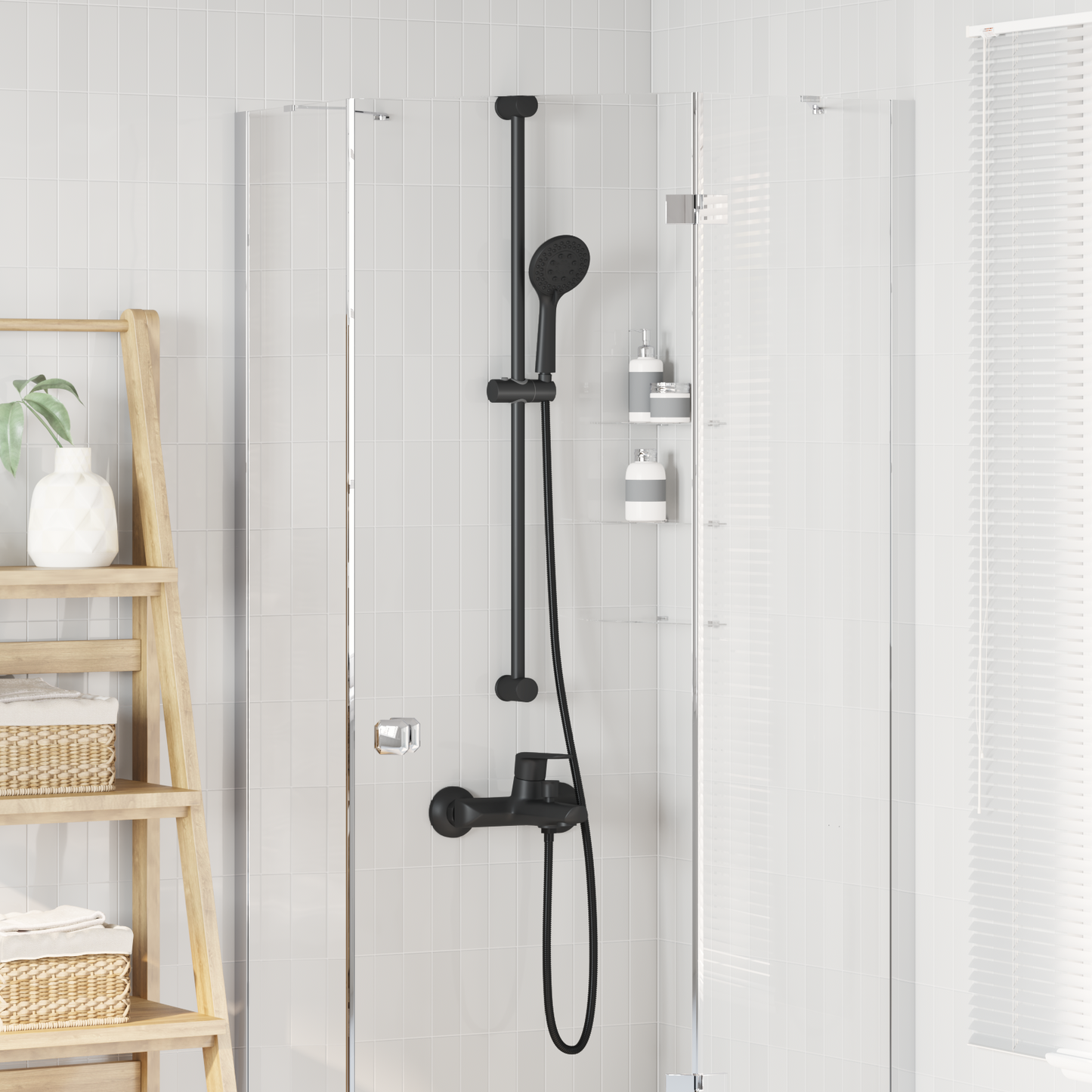 Zuhanyrendszer készlet Fekete 100 cm ABS Műanyag