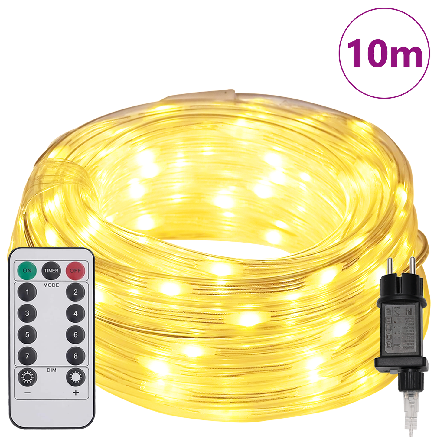 Kötél világítás 240 LED-del Meleg fehér 10 m PVC